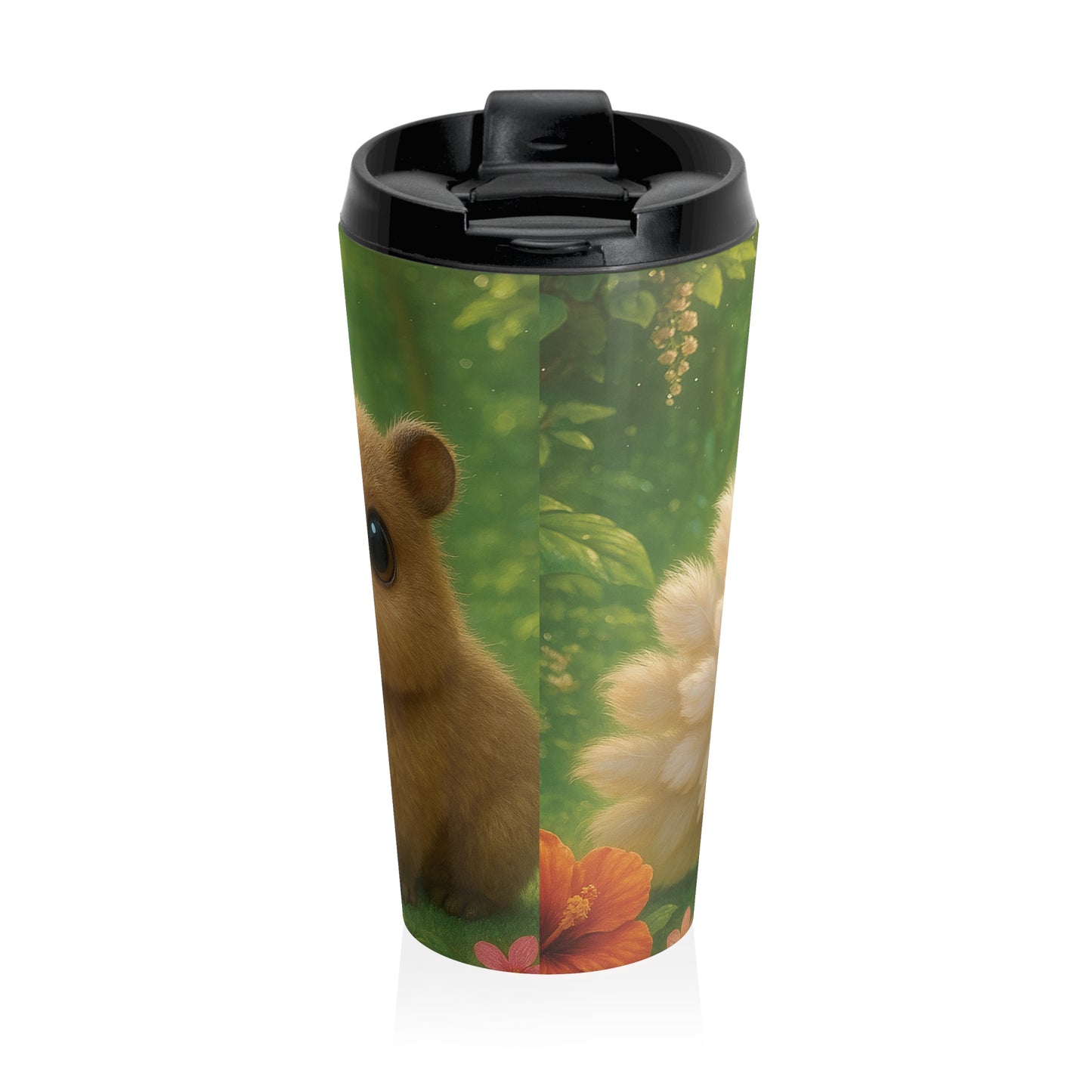 15 oz. Stainless Steel Travel Mug / Peacock & Capybara Babies