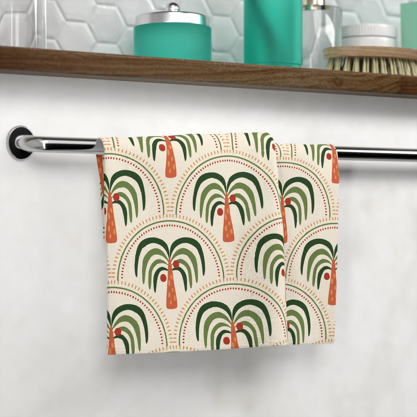 Face Towel - Stylized Mosaic Palms