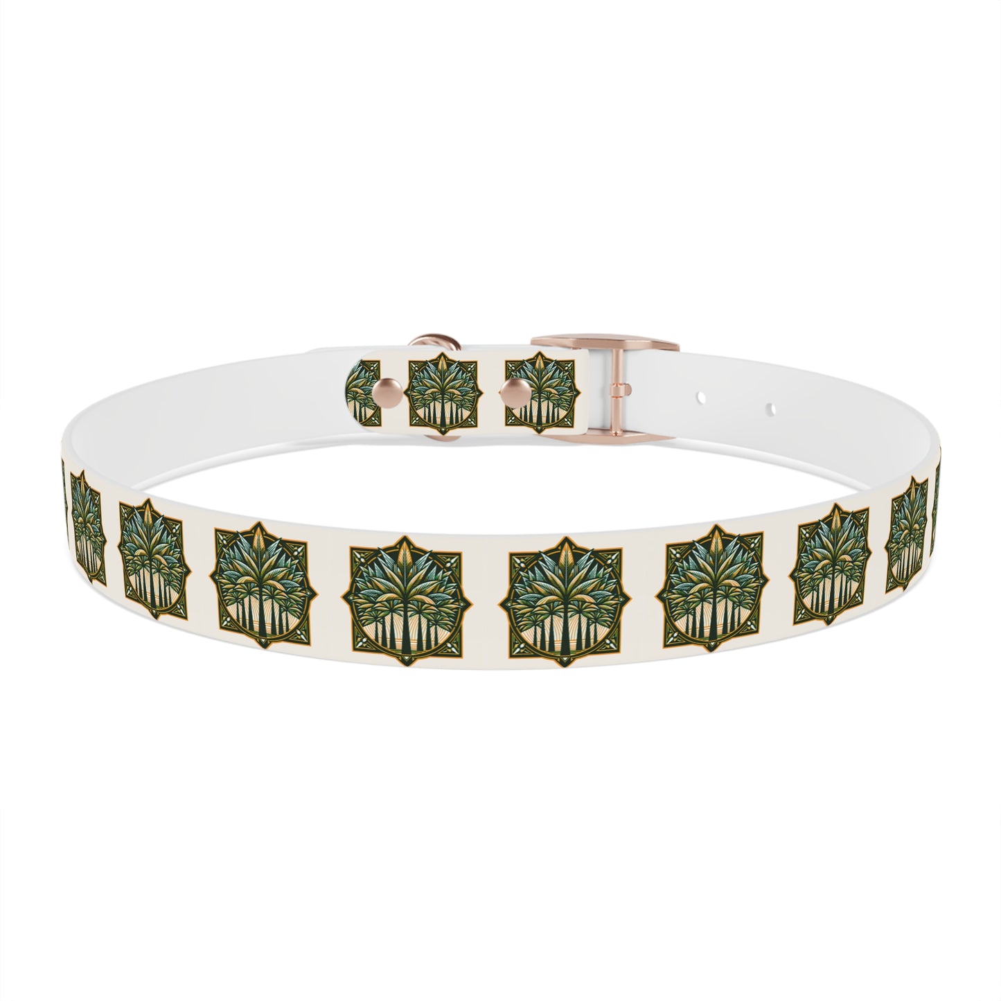 Dog Collar - Deco Palm Trees, Green/Brown