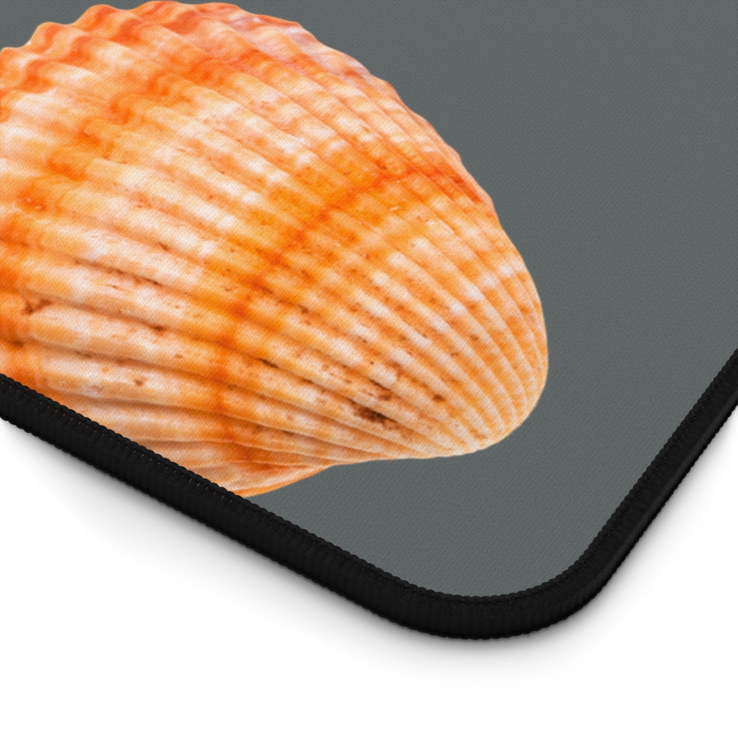 Tropical Mouse Pad/Desk Mat, 3 Sizes - Seashell Design, Perfect for Home Office / Orange Scallop, Dark Grey