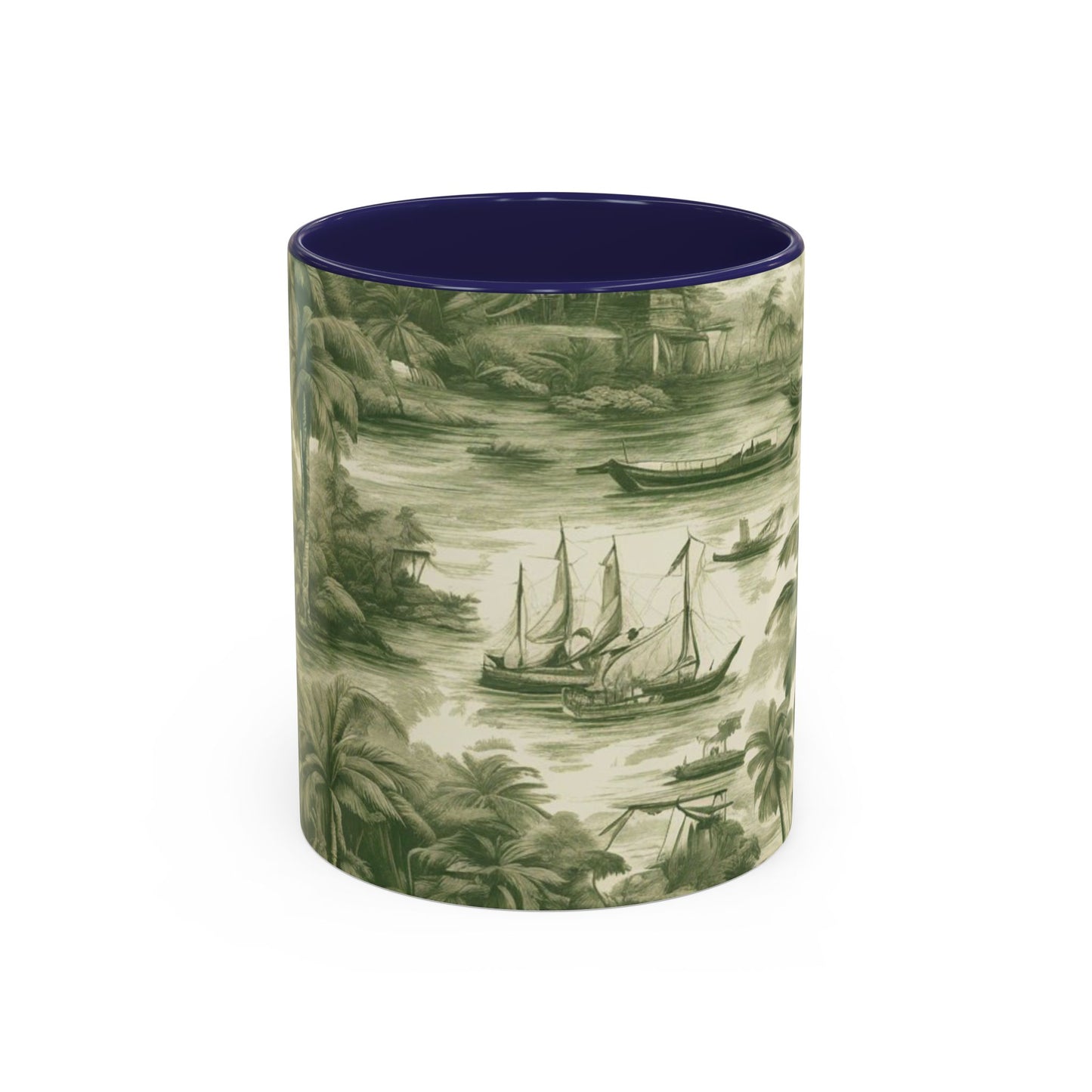 Accent Coffee Mug (11, 15oz), Tropical Toile #1, Various Colors