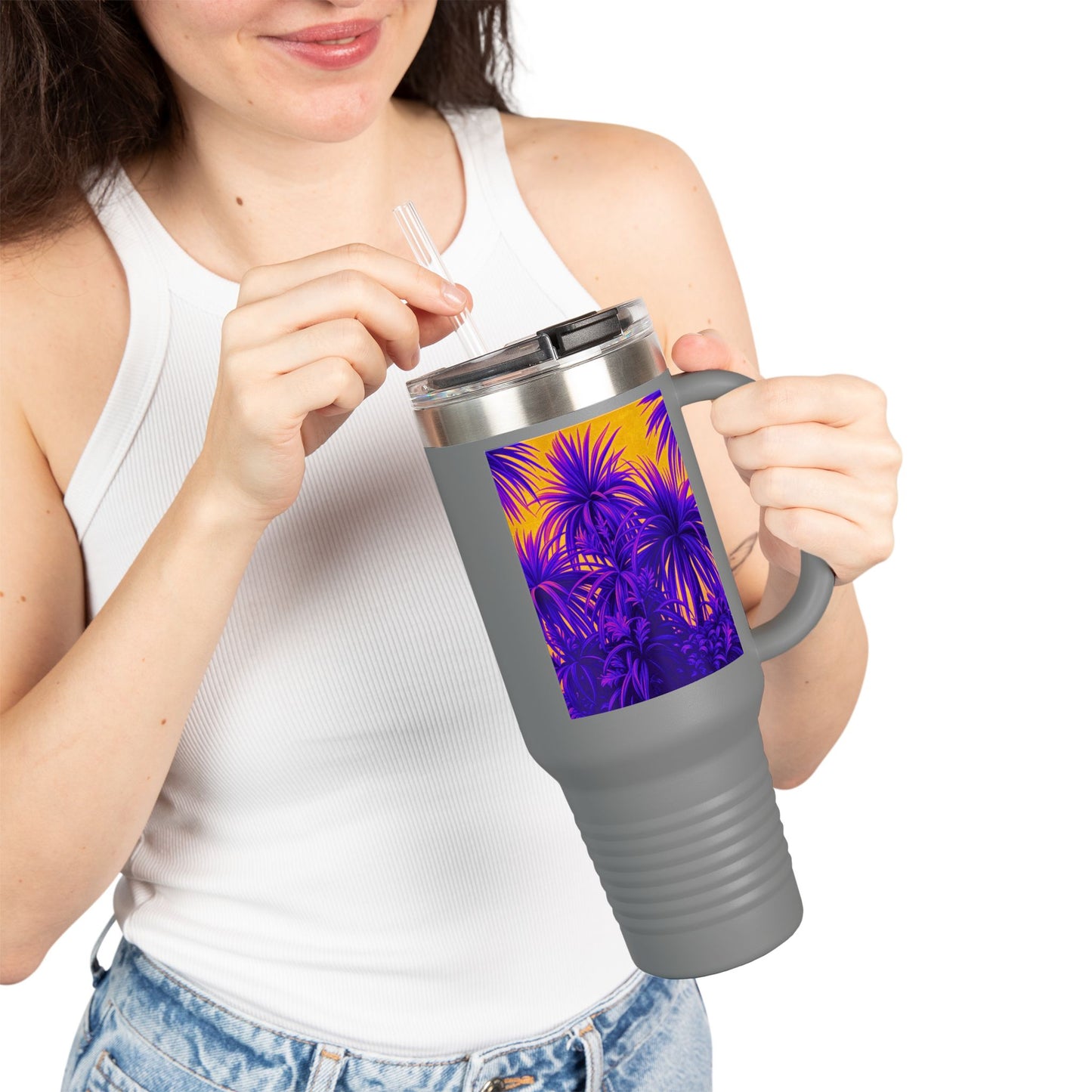 Tiny Palm Island/Palm Insulated Travel Mug - 40oz - Perfect for Outdoor Adventures