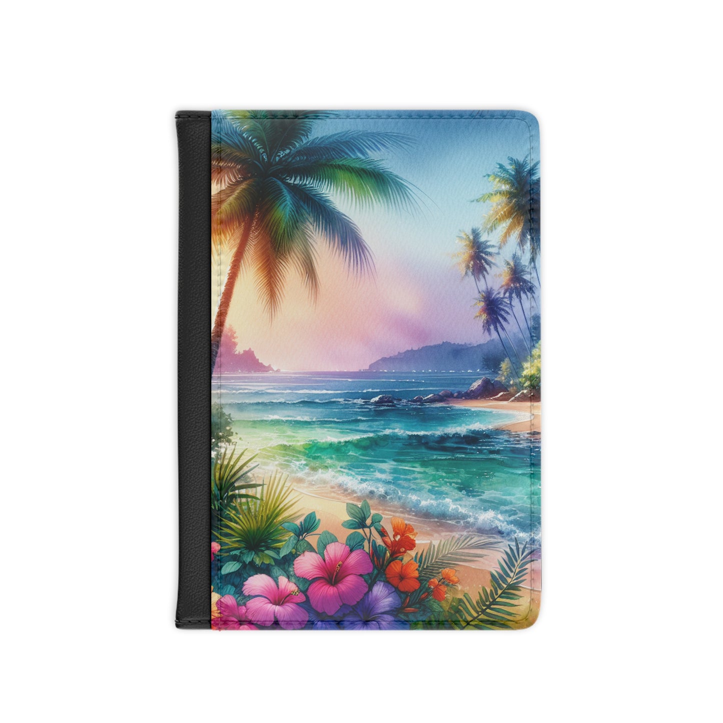 Tropical Passport Cover, Faux Leather - RFID blocking for travel security / Bay of Peace