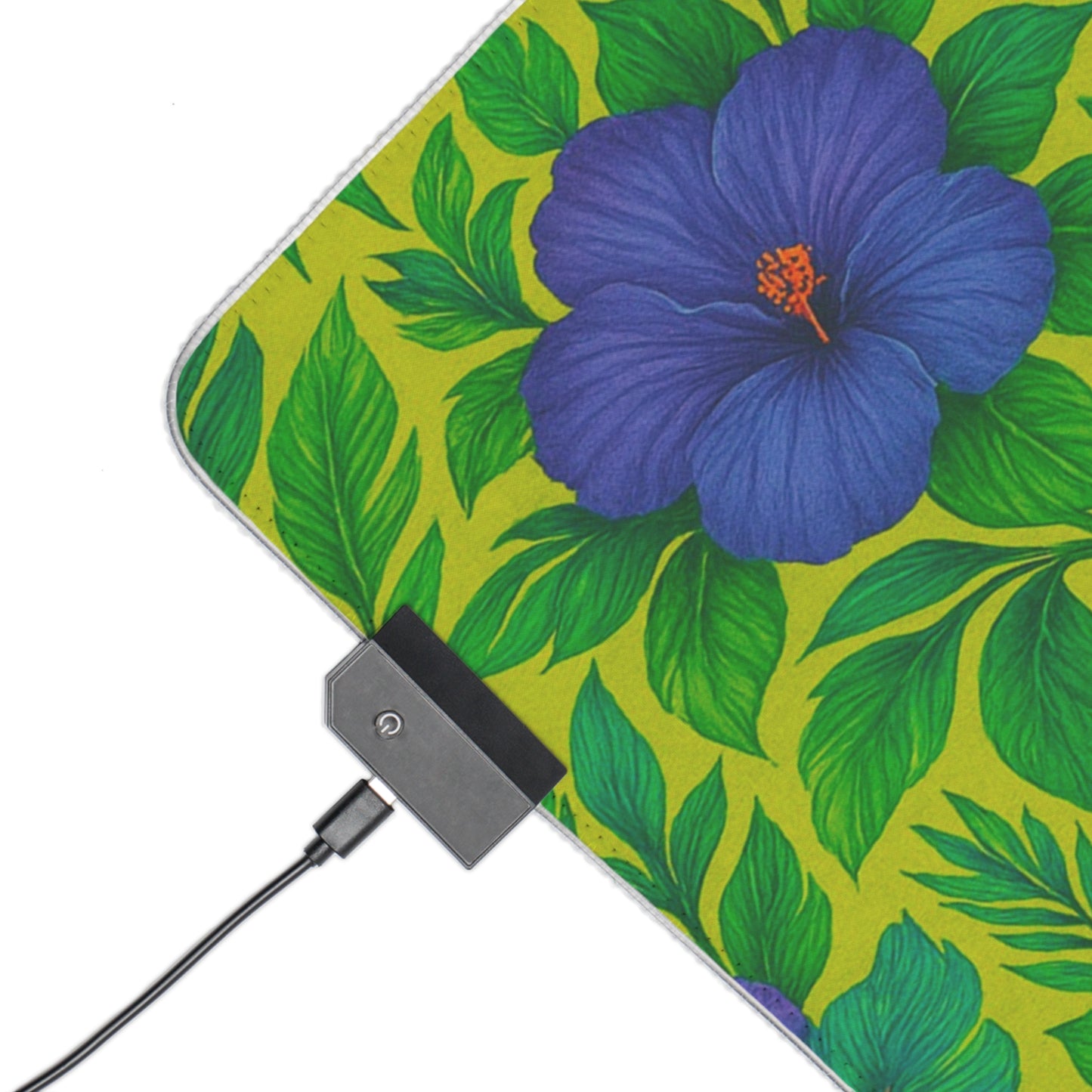 LED Gaming Mouse Pad With Vibrant RGB Lighting, 4 Sizes / Midnight Flower Lime