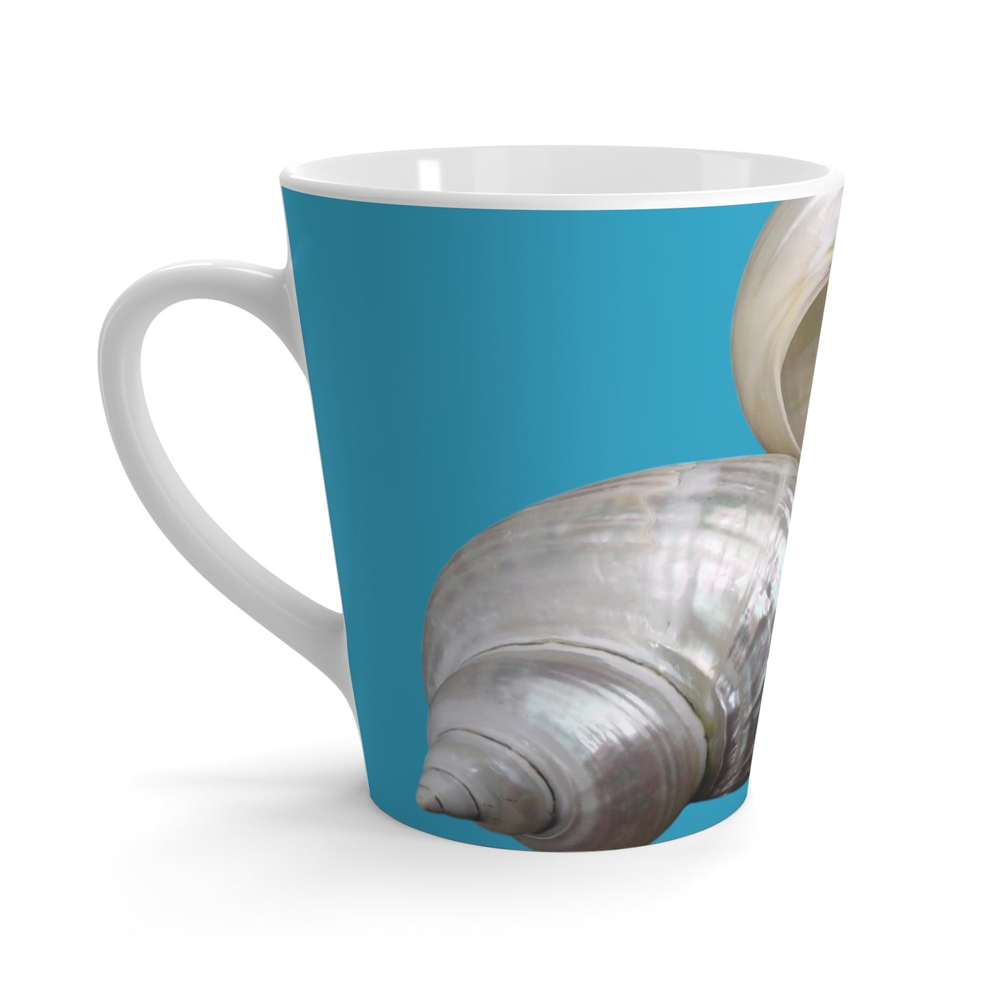 Latte Mug - Perfect for Coffee Enthusiasts / Lustrous Seashell Trio, Turquoise