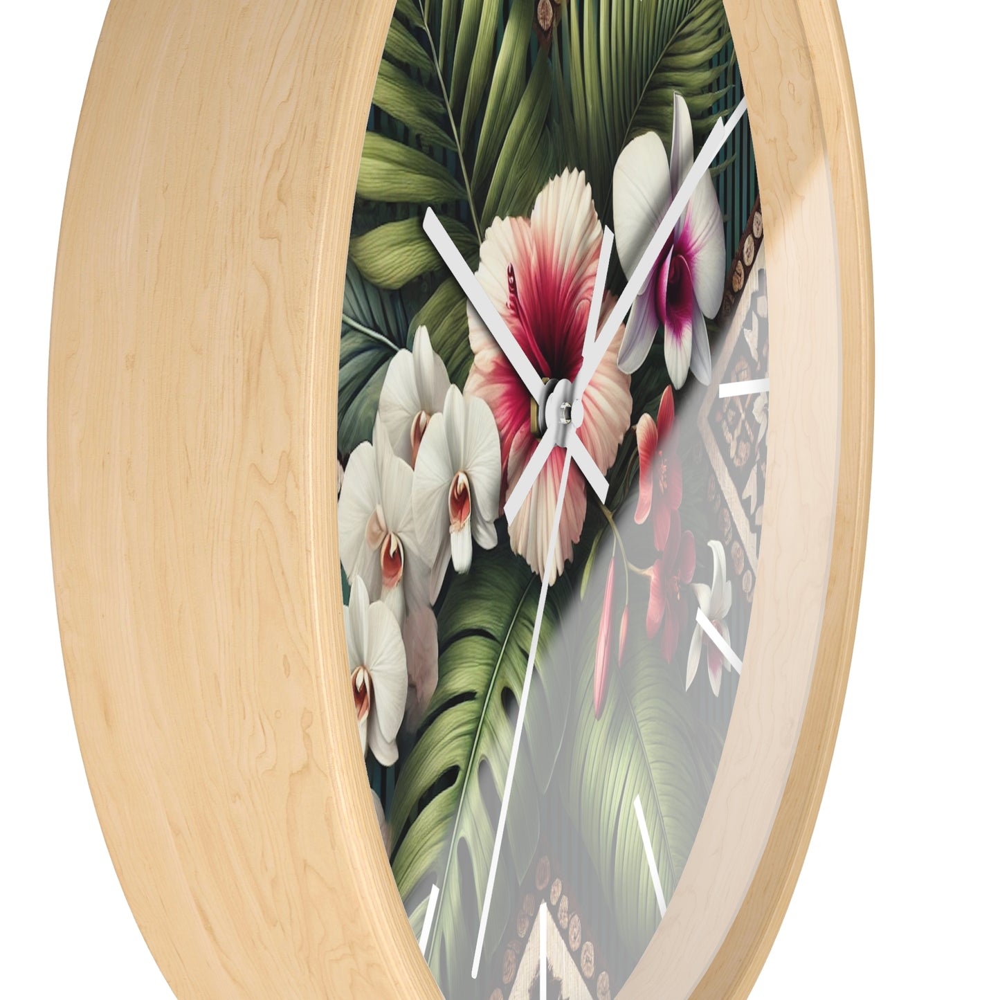 Tiki Orchids Wall Clock – Fun Home Decor for Nature Lovers, 6 Variants
