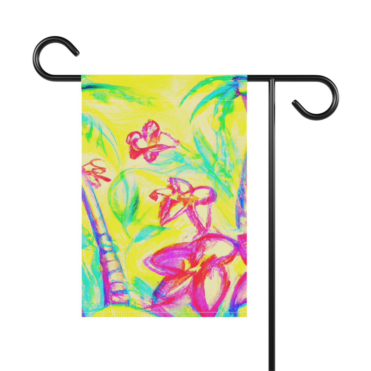 Tropical Garden Flag - Perfect for Outdoor Decor / Beach Tropical Doodles, Yellow