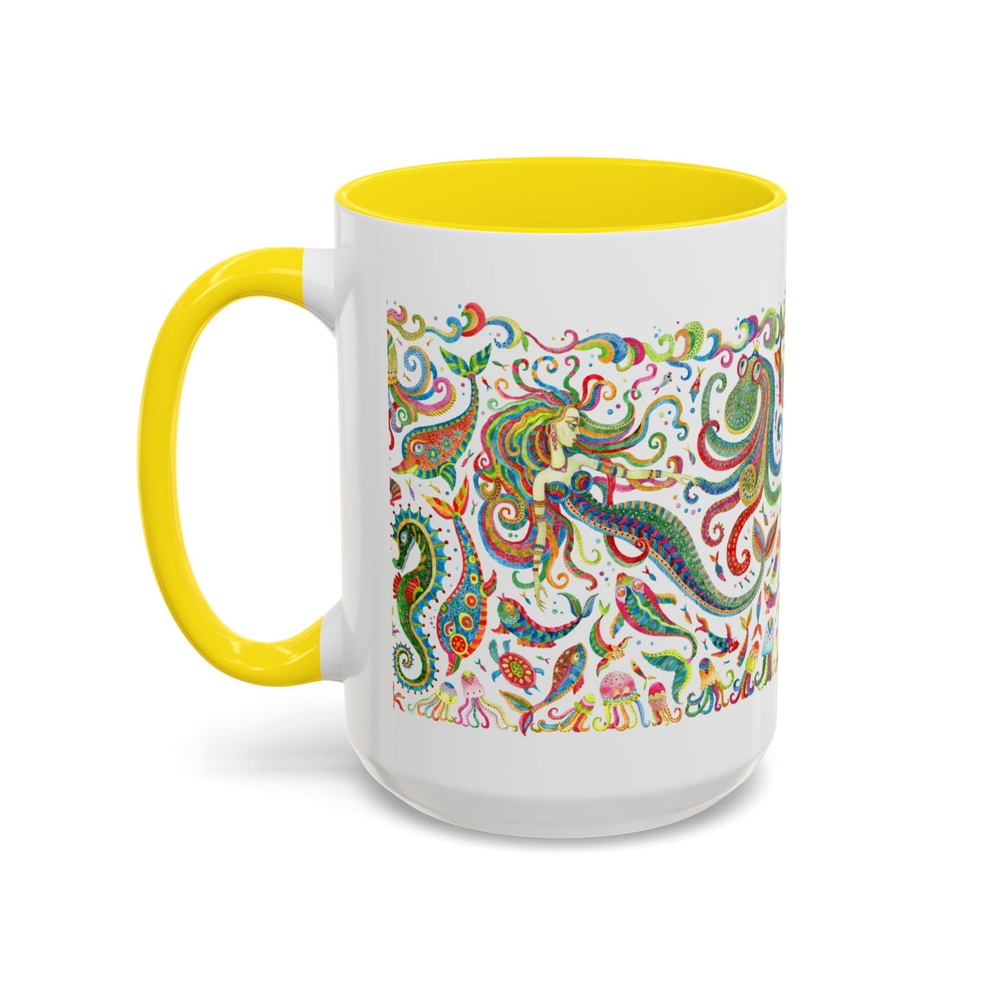 Accent Coffee Mug | Tropical-Inspired Drinkware / Colorful Mermaid Kingdom