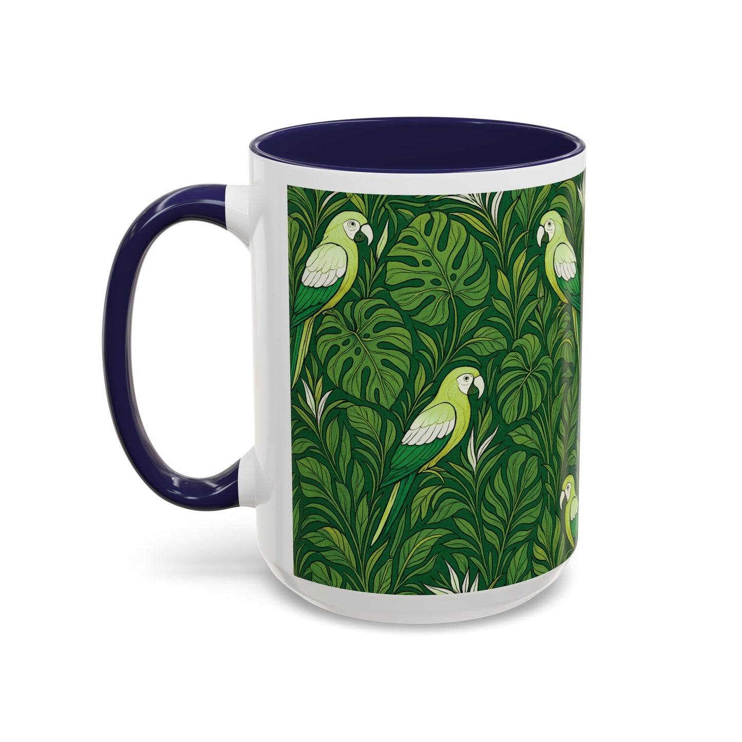 Accent Coffee Mug (11, 15oz), 8 Colors - Parrot Family, Lime