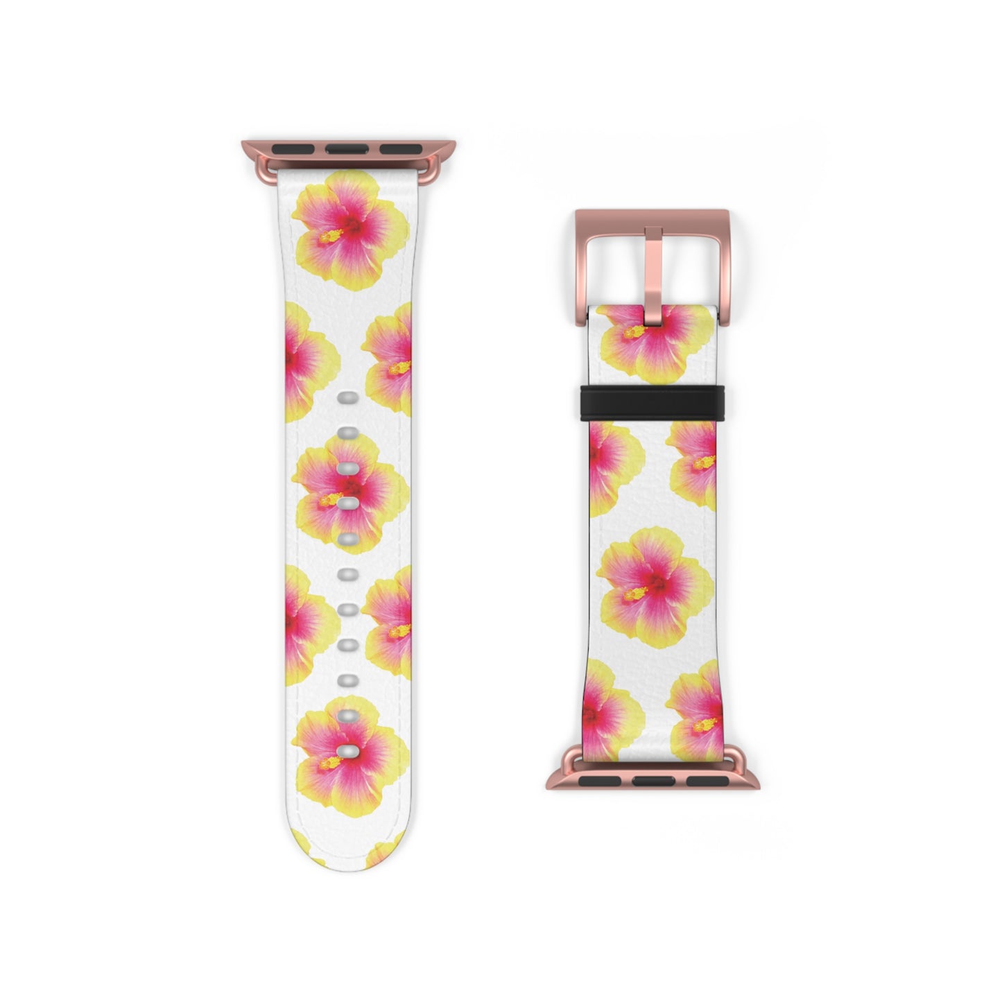 Apple Watch Band - REAL Yellow/Orange Hibiscus Flower, White