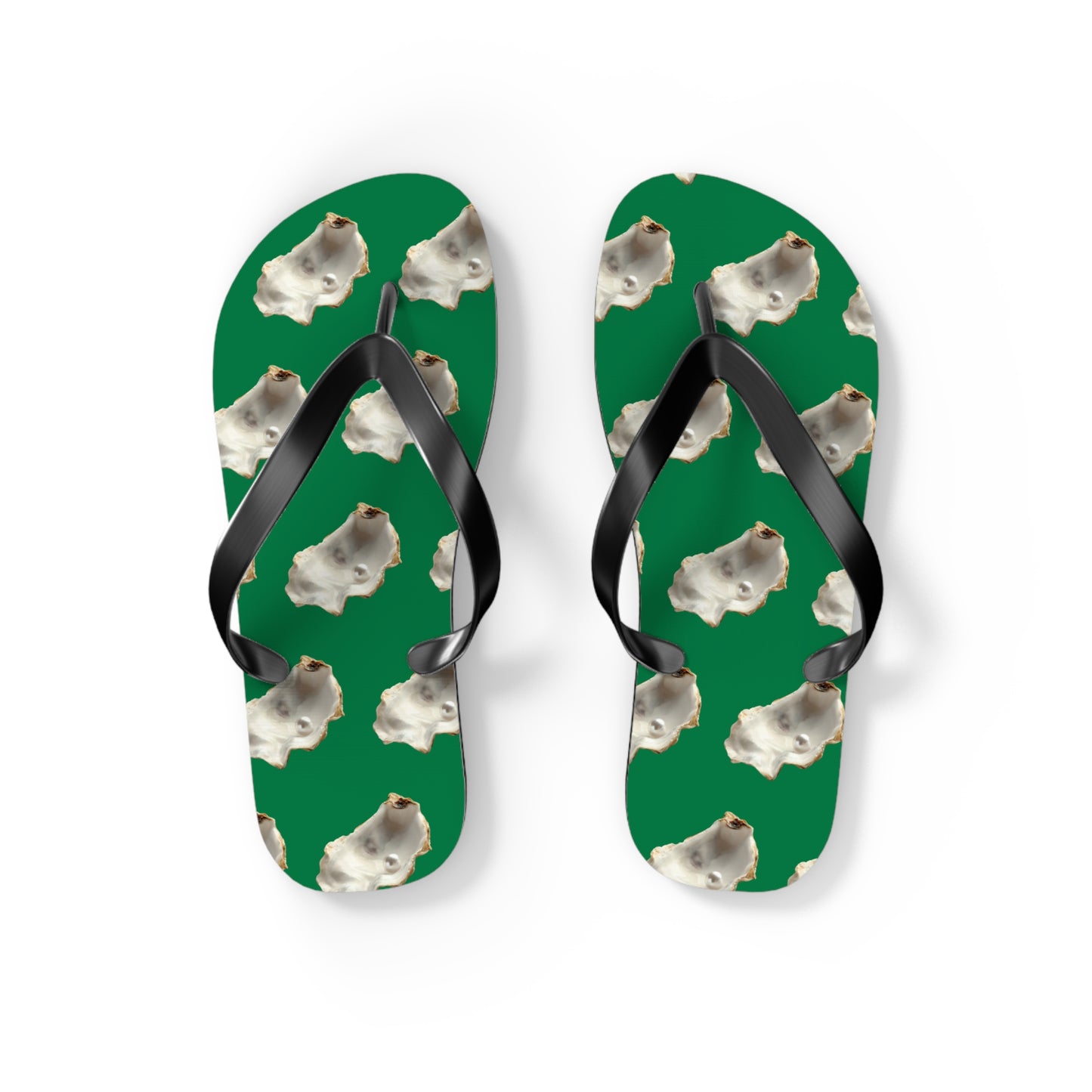 Flip Flops - White Pearl Oyster, dark green