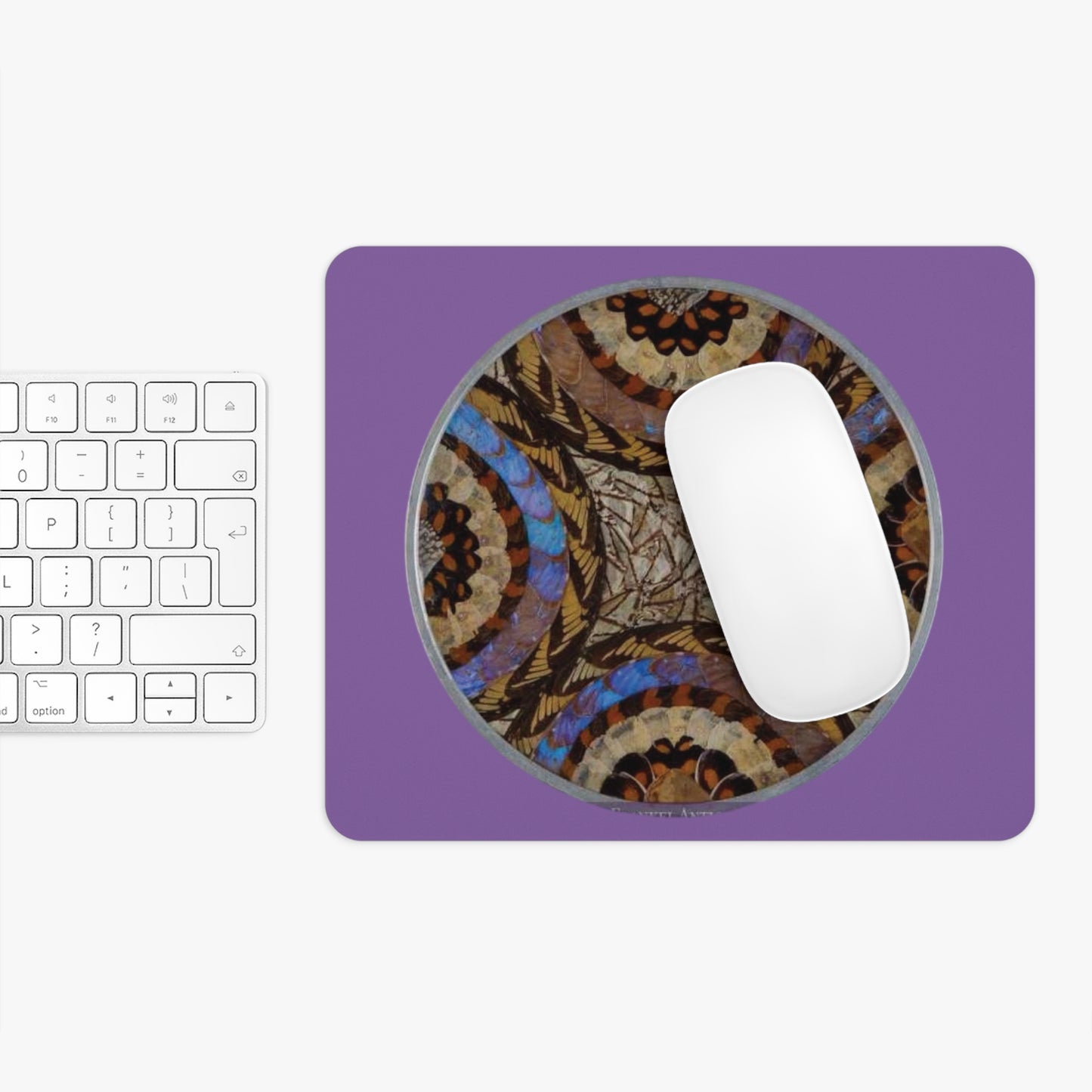 Tropical Mouse Pad, 2 Shapes - Beach Vibes for Home Office & Gamer / Real Butterfly Wing Art, Lt. Purple