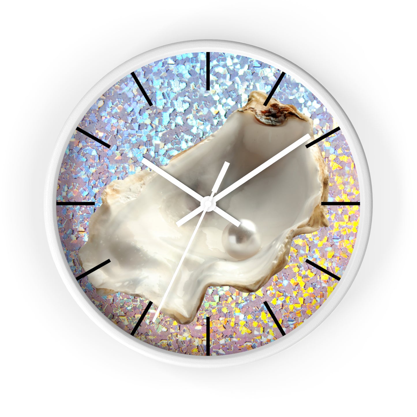 Wall Clock, Disco White Pearl Oyster, Hands/Base Variants