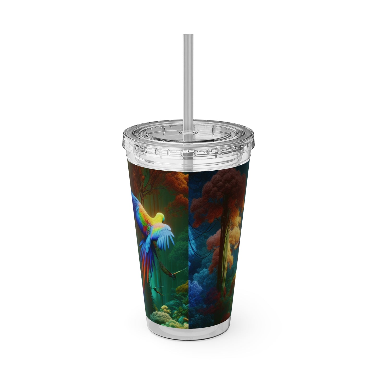 Tropical Tumbler with Straw | 16oz Colorful Travel Cup / Flight School
