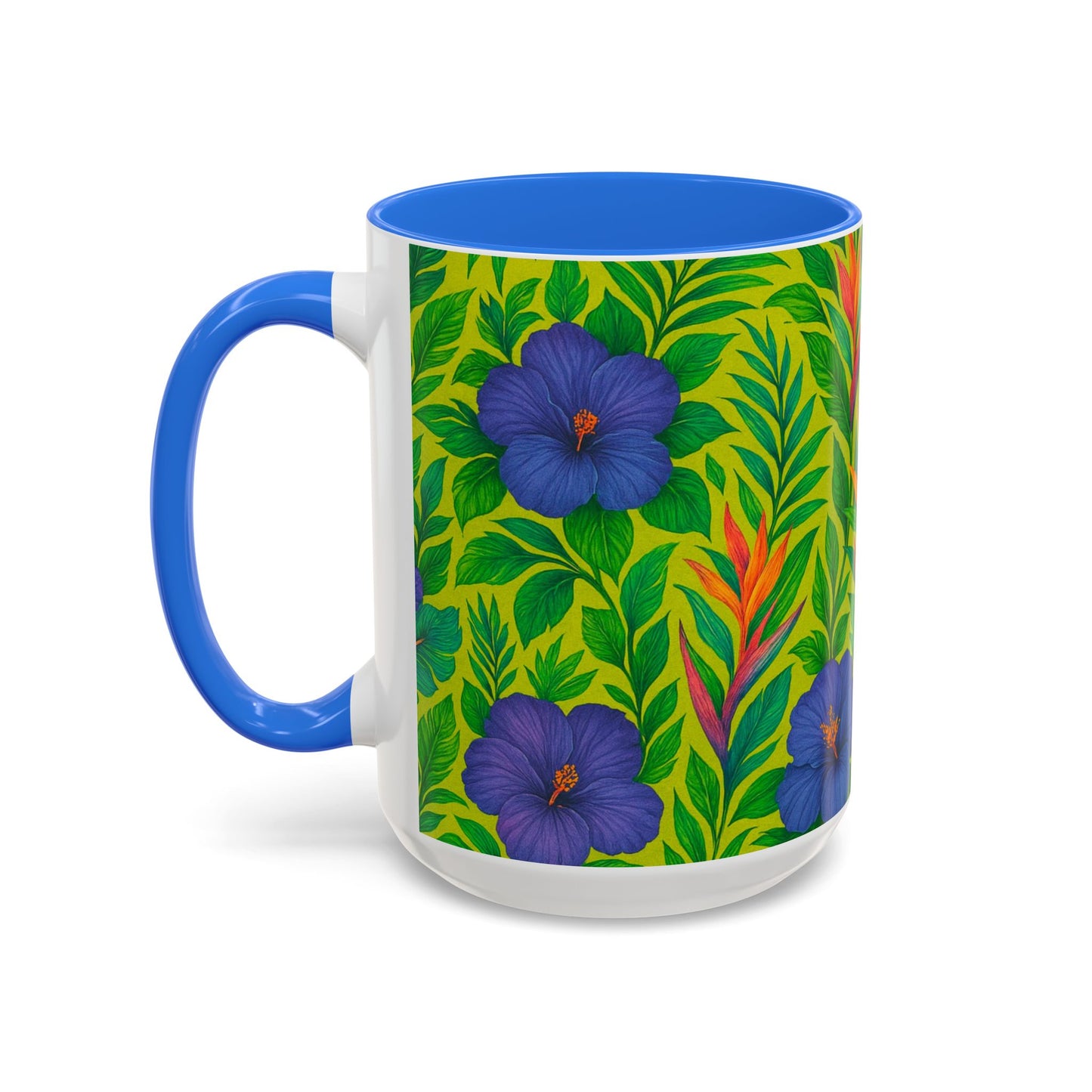 Vibrant Floral Coffee Mug - 11oz & 15oz / Midnight Flower Lime
