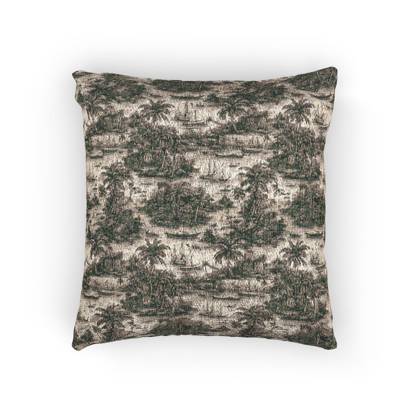 Woven Pillow, 17"W x 18"L ~ Tropical Toile, Dark