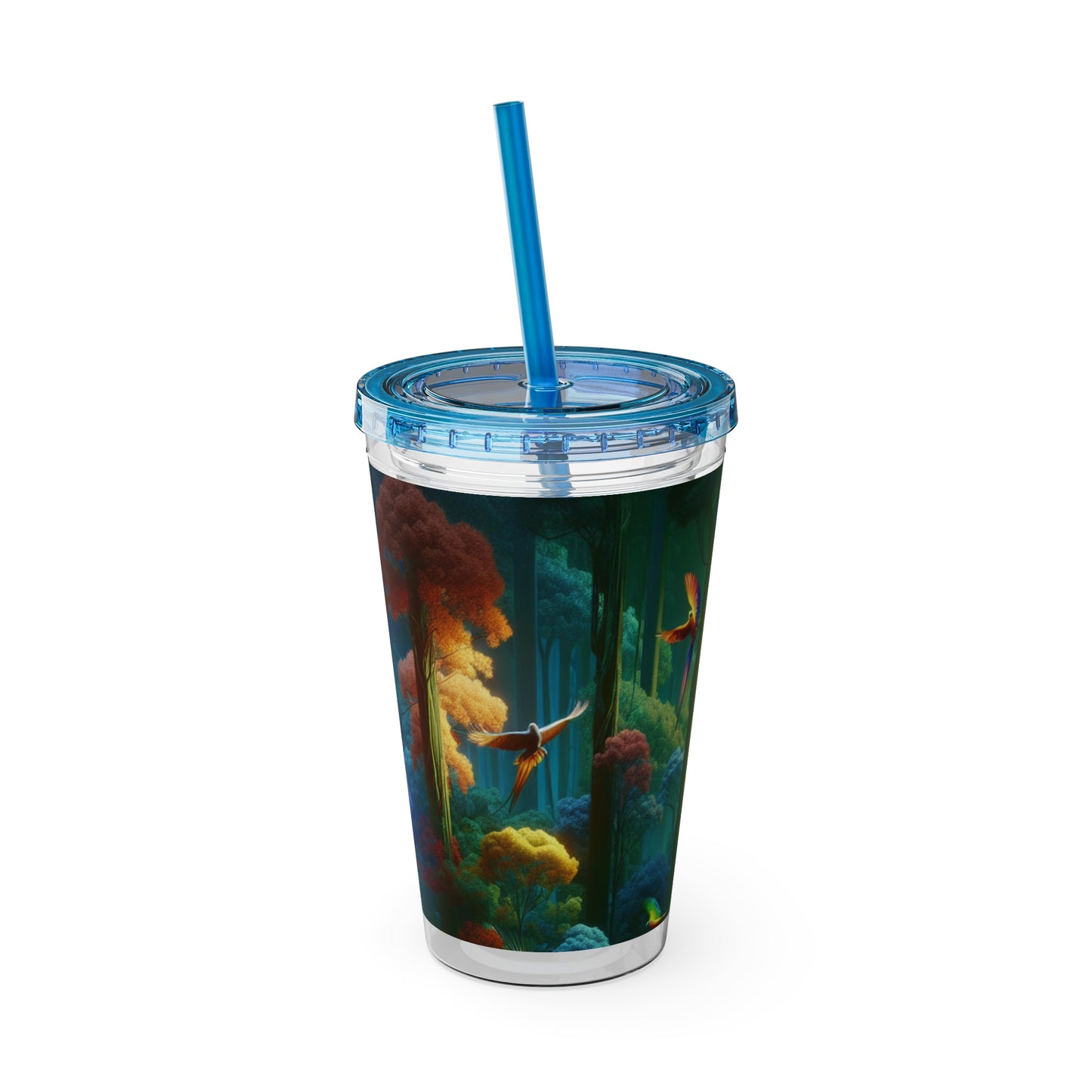 Tropical Tumbler with Straw | 16oz Colorful Travel Cup / Flight School