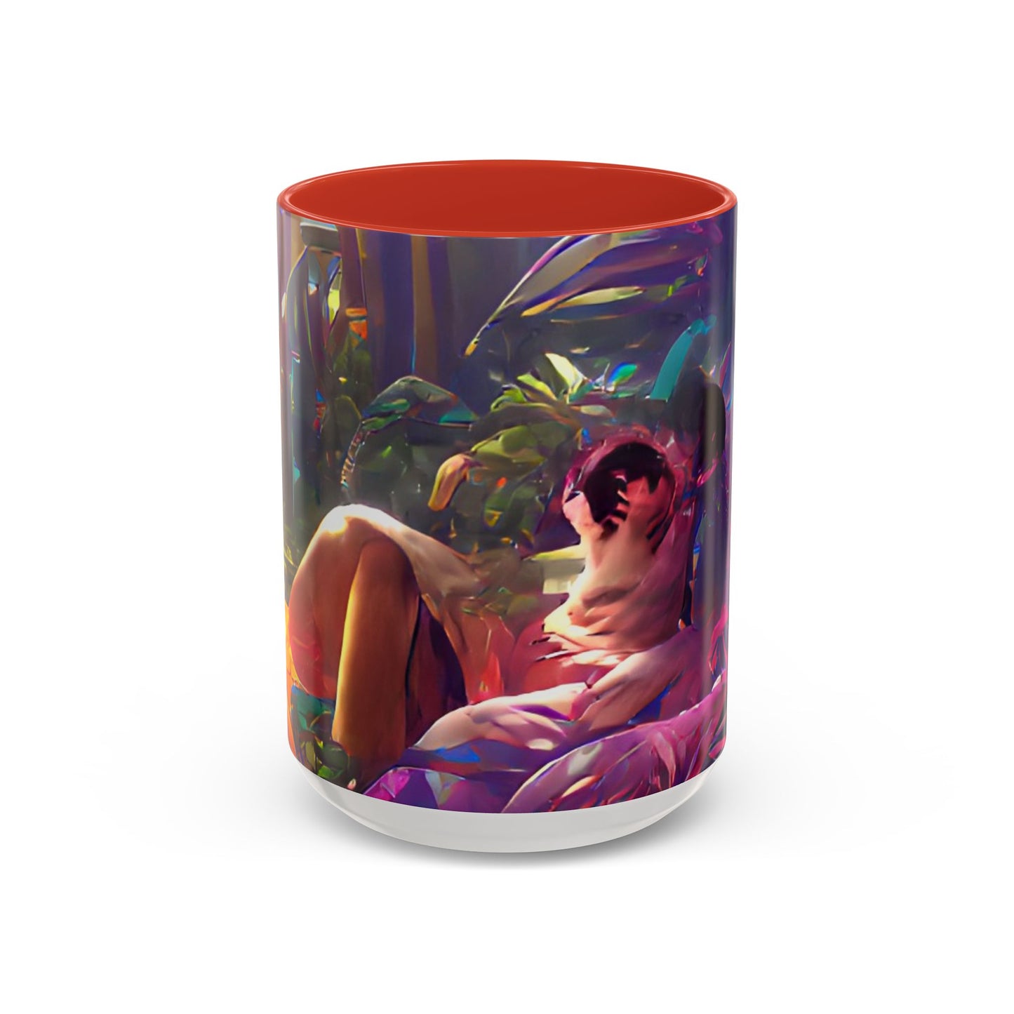 Accent Coffee Mug (11, 15oz) - Midnight Kiss in Tropical Garden