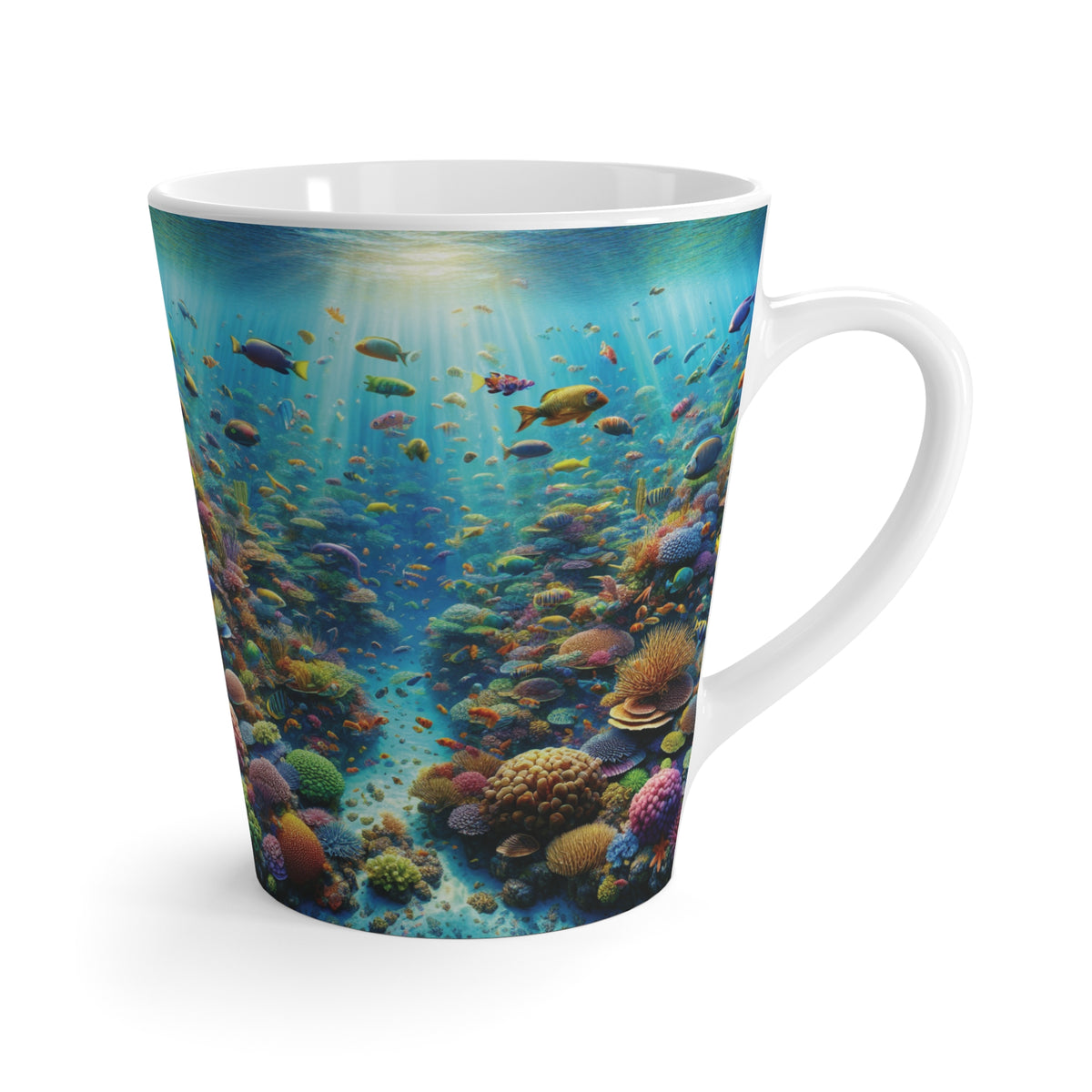 Latte White Mug - Busy Coral Reef