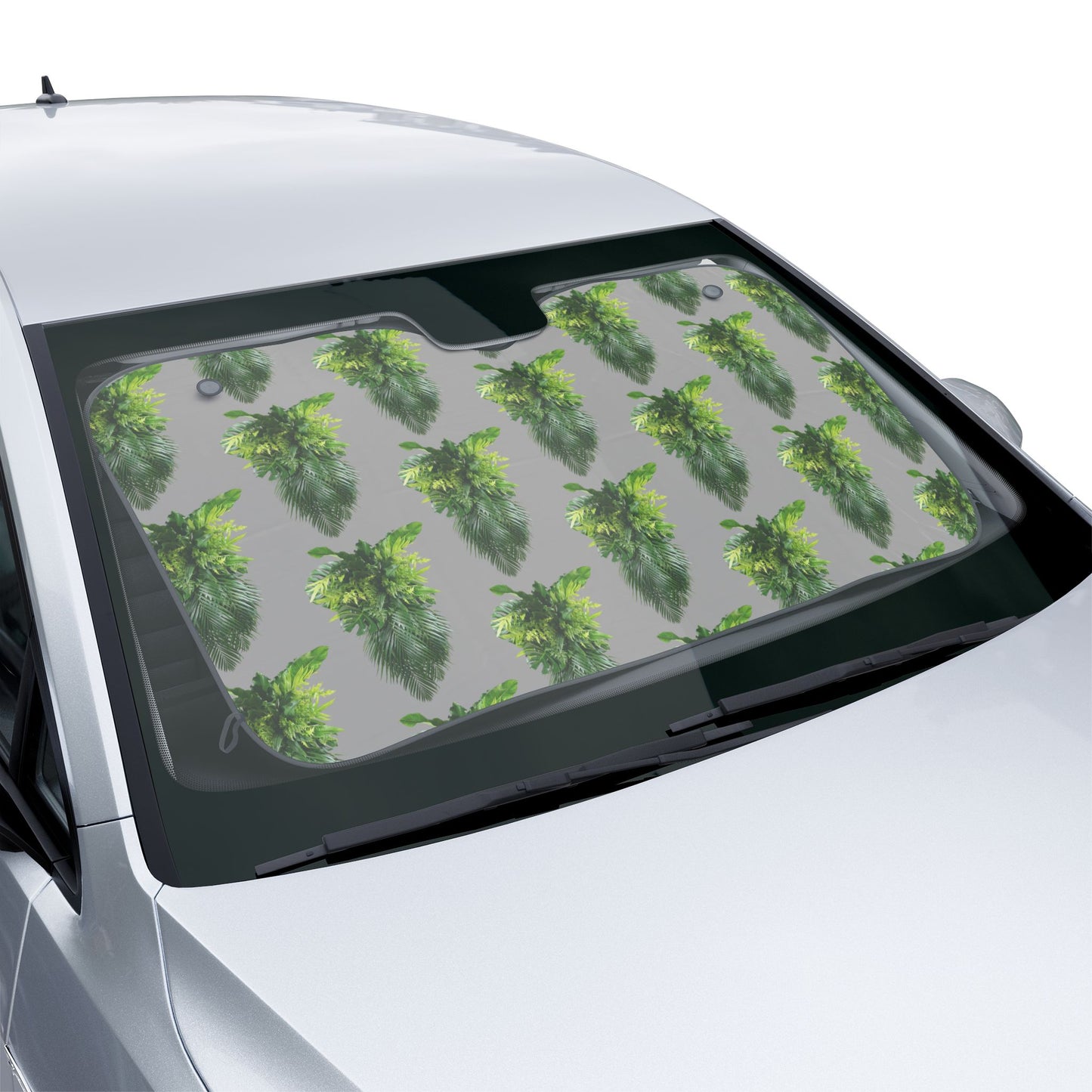 Tropical Car Sun Shades / Palm Fronds Cascade, light grey