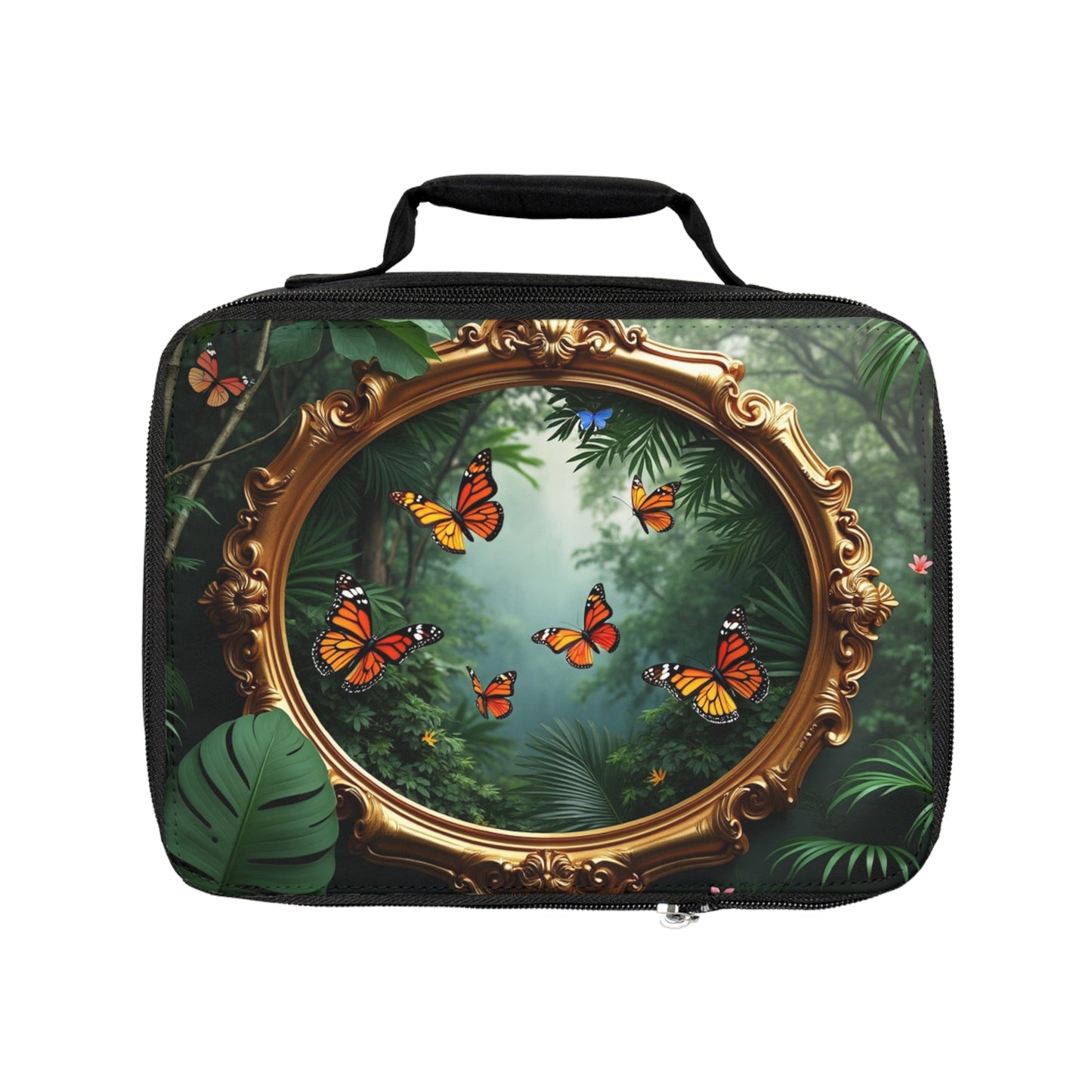 Framed Monarch Gathering Lunch Bag - Eco-Friendly Insulated Tote, Adult and Child Lunchbox / Perfect for Picnics, Beach Outings