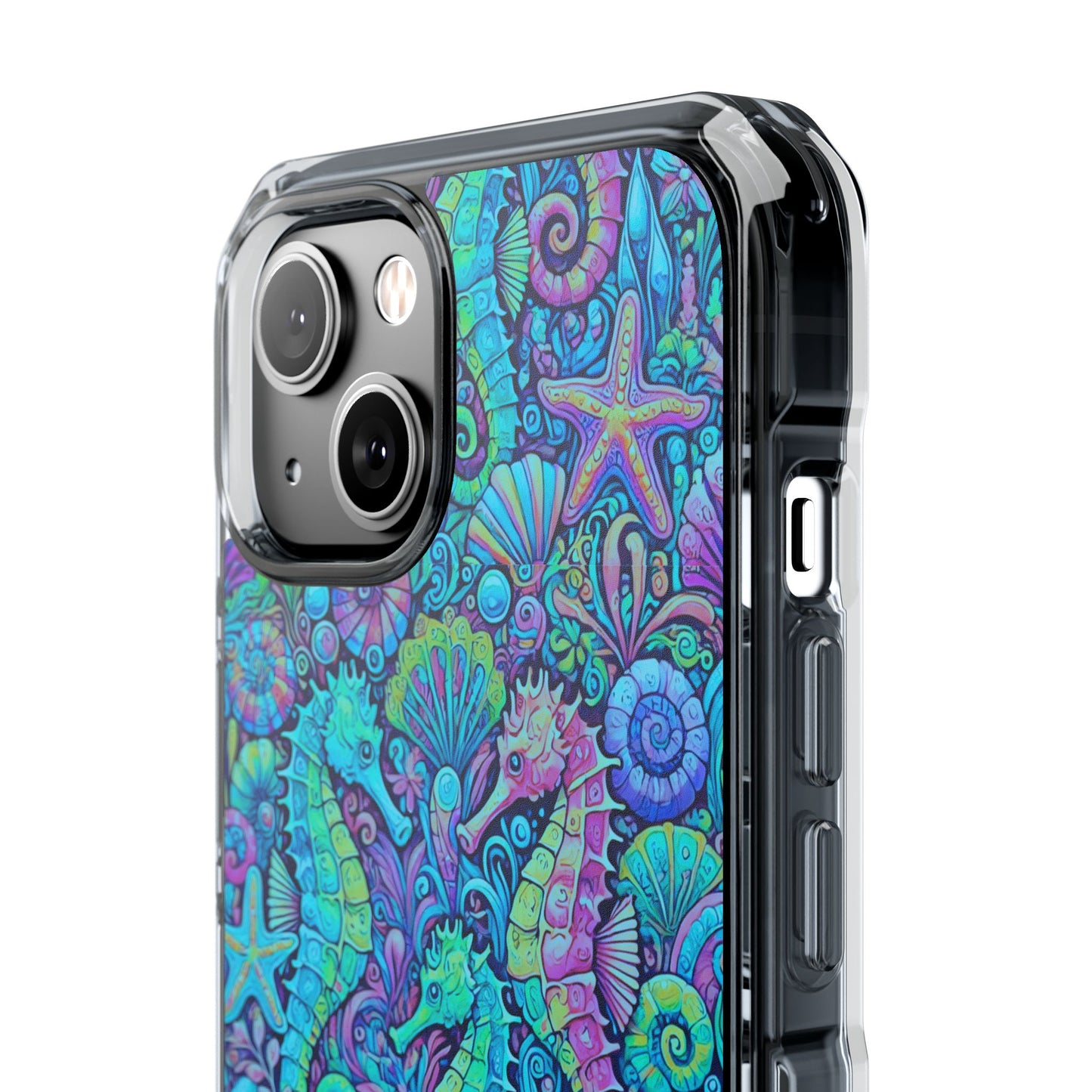 Seahorses/Turquoise POP Magnetic Clear Phone Case, Many Models