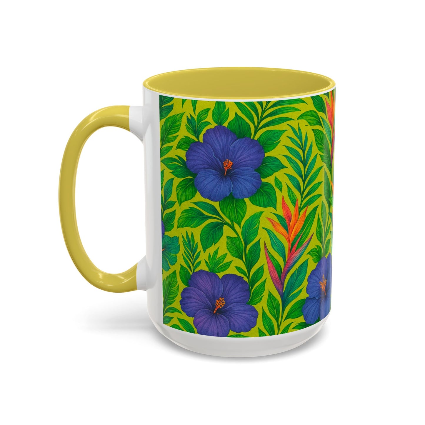 Vibrant Floral Coffee Mug - 11oz & 15oz / Midnight Flower Lime