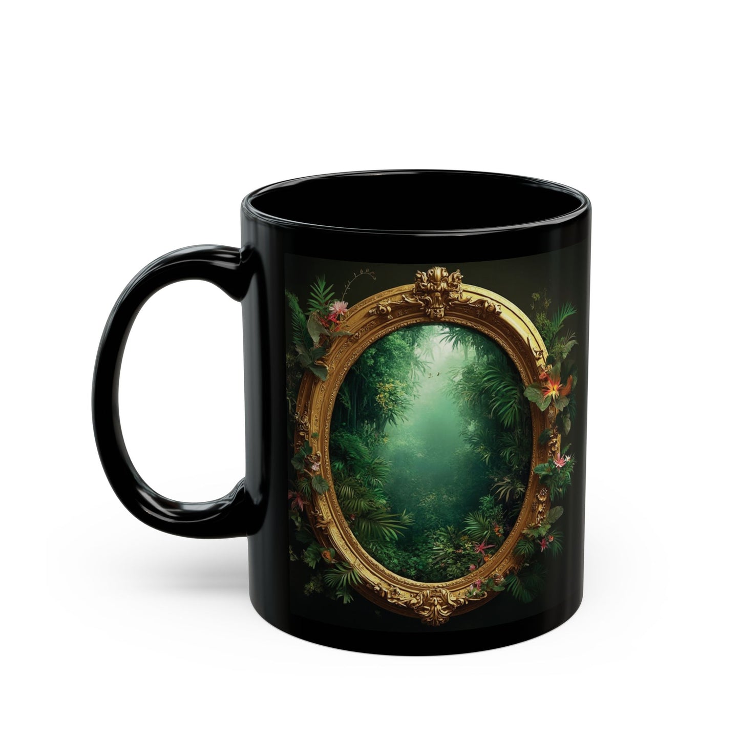 Black Coffee Mug - Golden Portal to Paradise