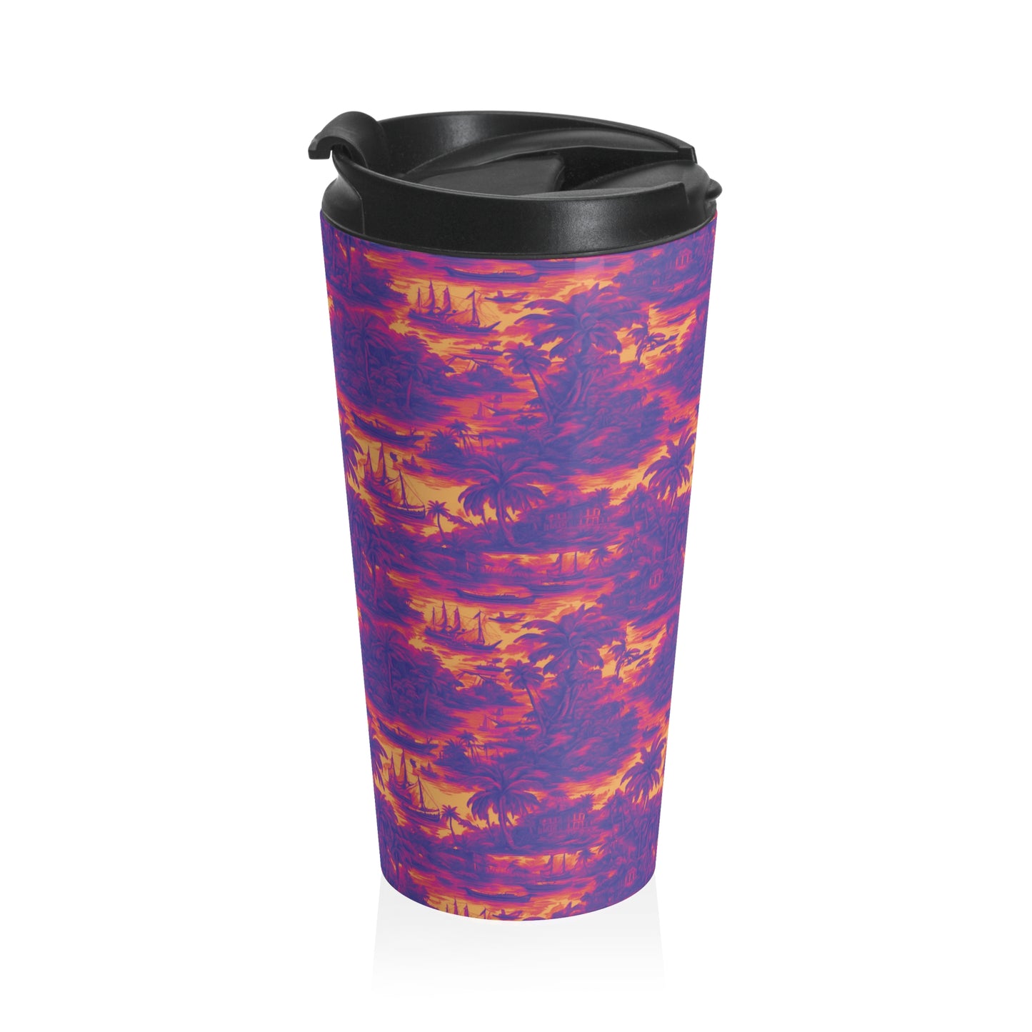15 oz. Stainless Steel Travel Mug / Tropi Trip Toile Heatwave