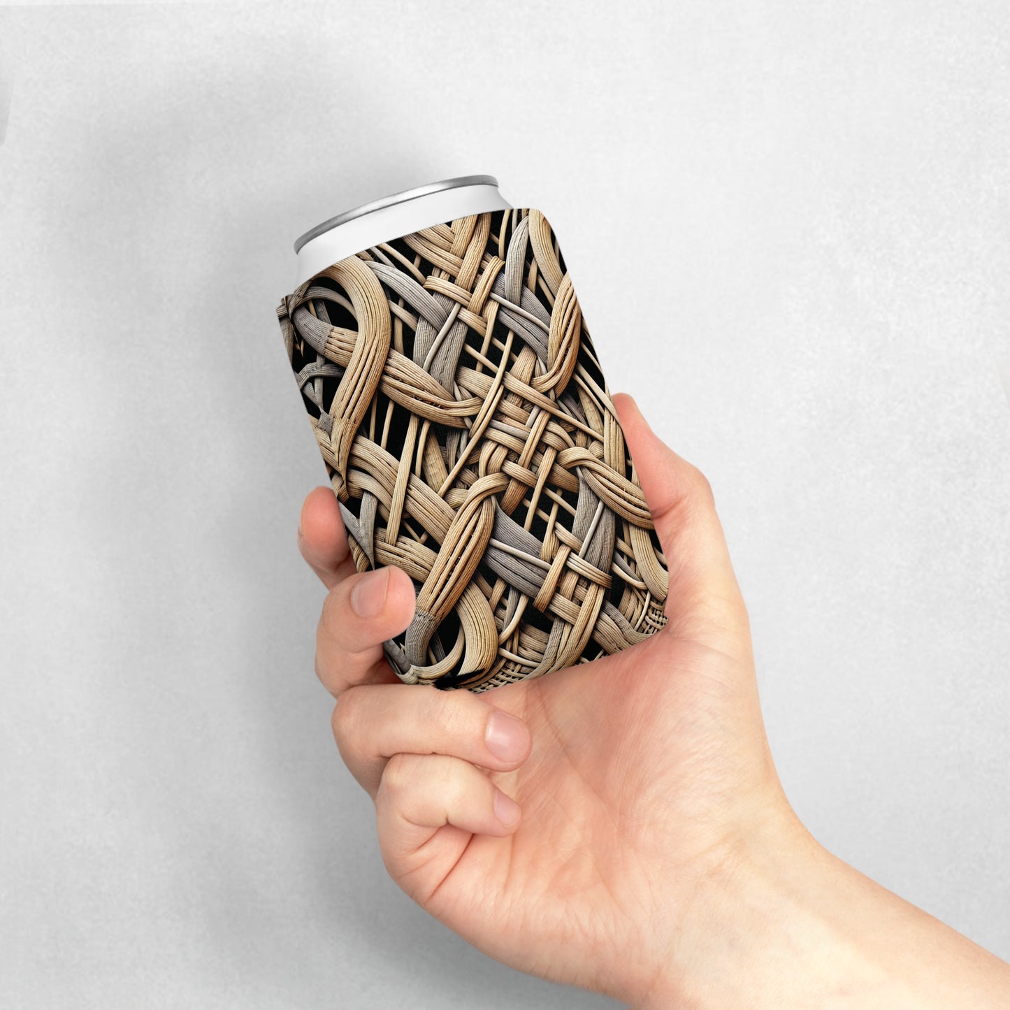 Beach Wicker Can Cooler Sleeve - Perfect for Outdoor Picnics