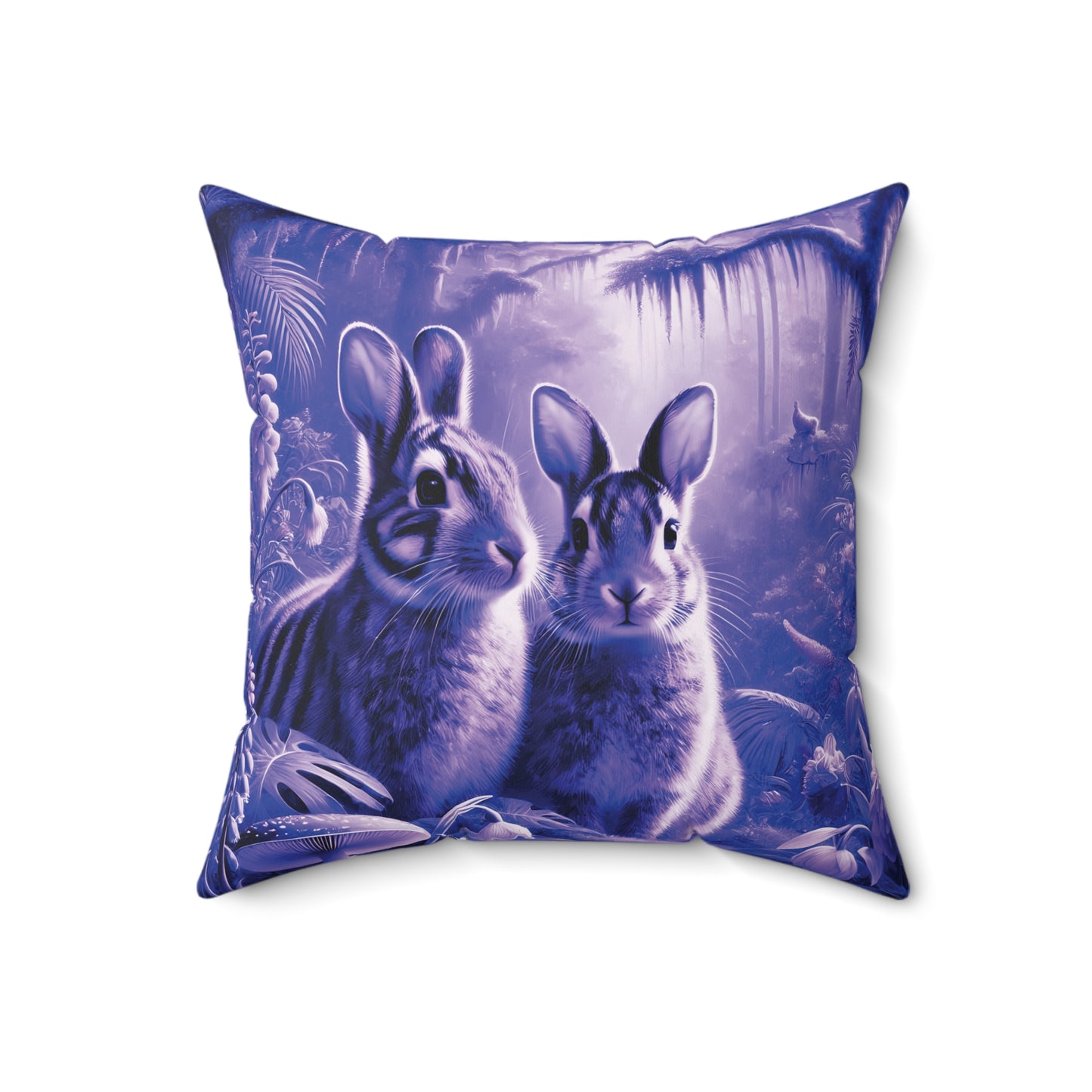Decorative Pillow - Accent Cushion, 4 Sizes /Tropical Sumatran Rabbits/Amethyst