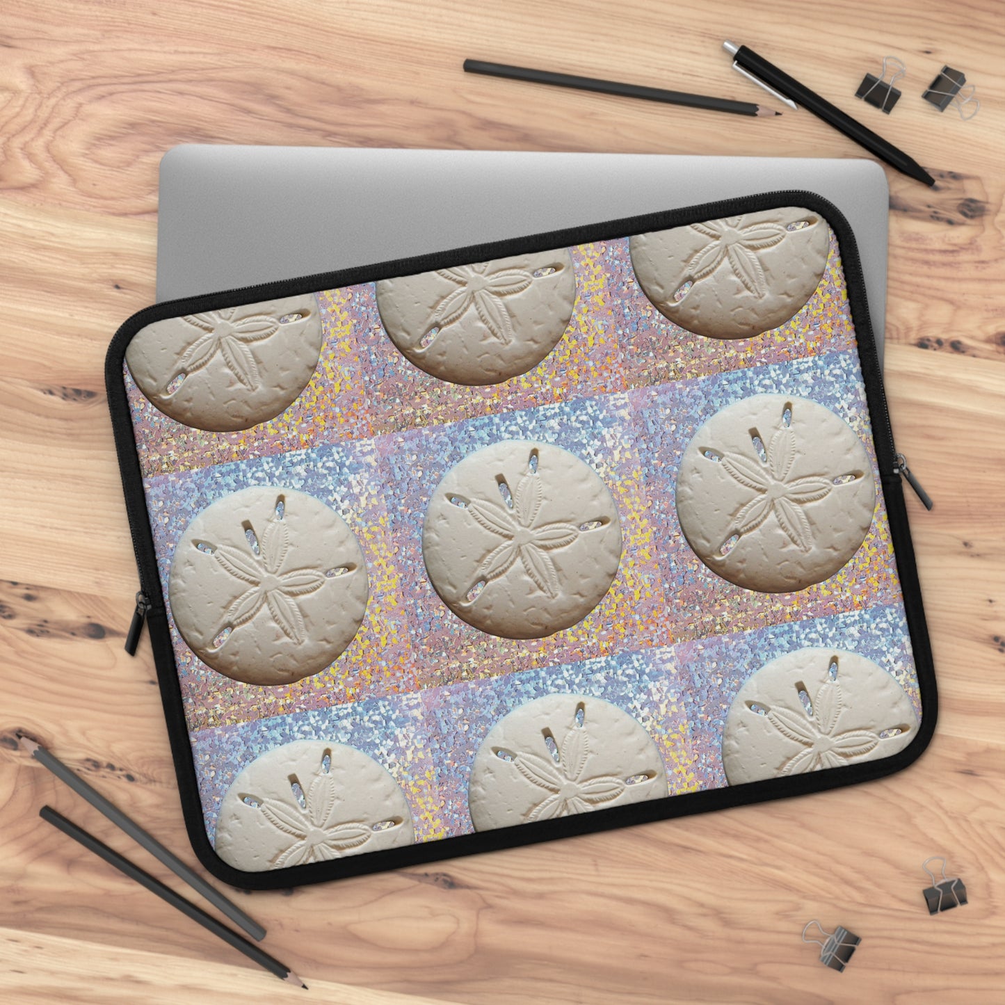 Tropical Laptop Sleeve, 5 Sizes - Perfect for Beach Lovers & Students / Disco Sand Dollar, Repeat