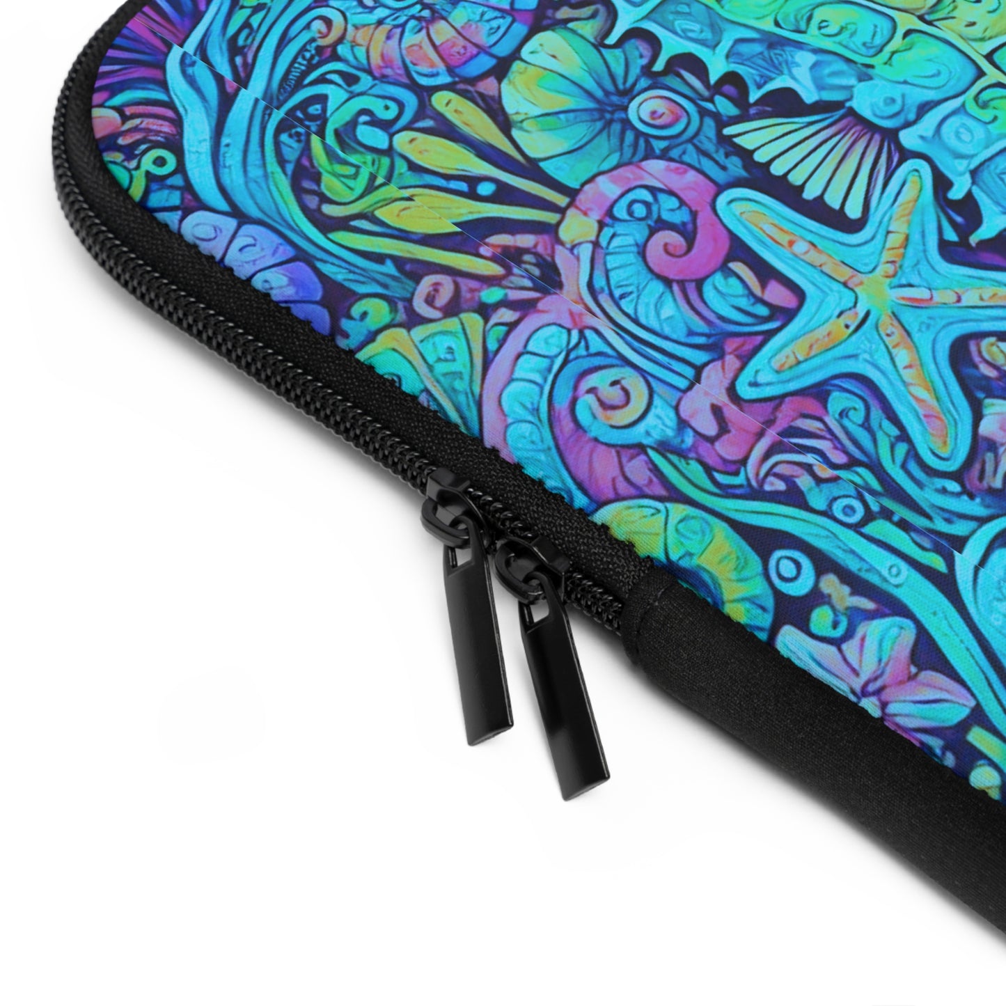 Tropical Laptop Sleeve, 5 Sizes - Perfect for Beach Lovers & Students / Seahorses, Turquoise POP