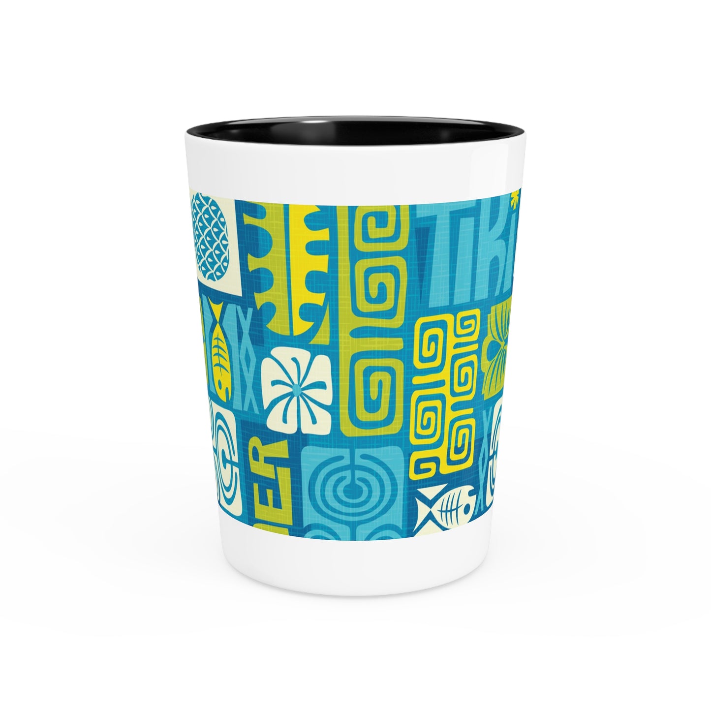 Ceramic Shot Glass - Tiki Poster Blue