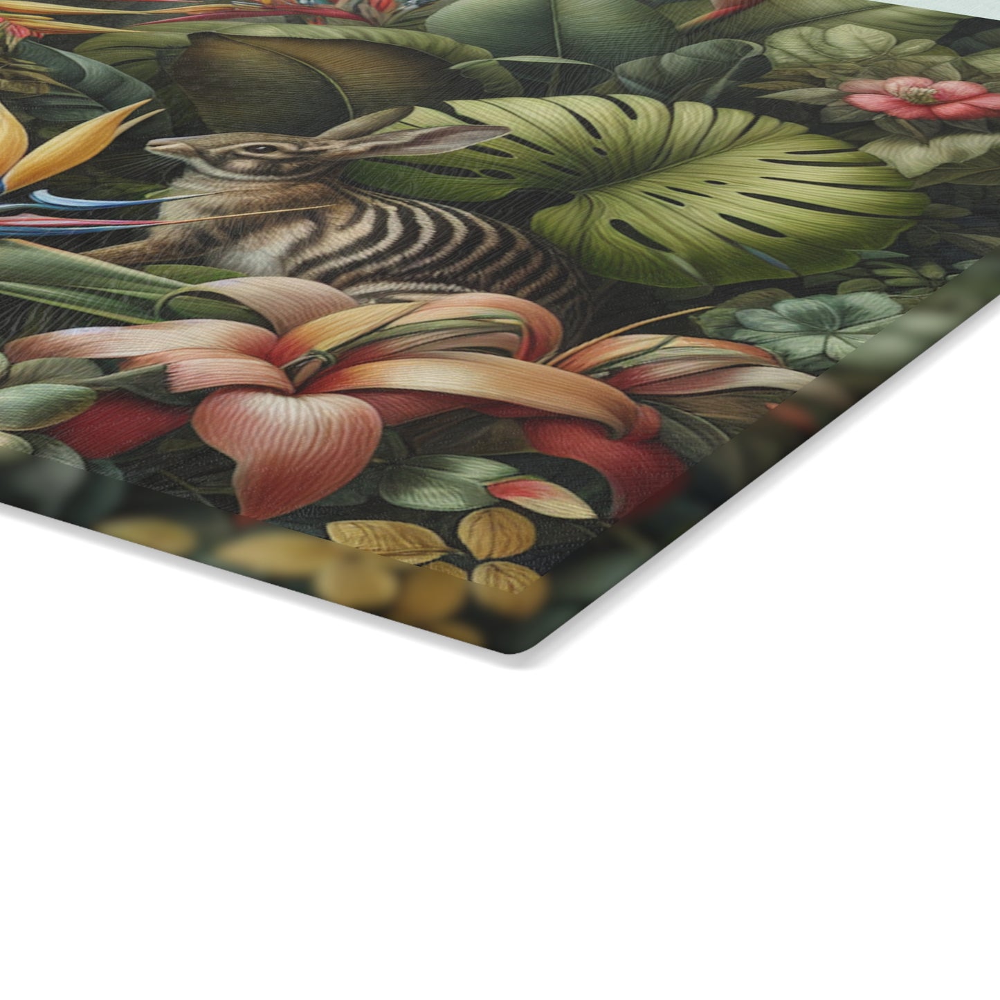 Glass Cutting Board, 2 sizes - Rainforest Rabbit Outing