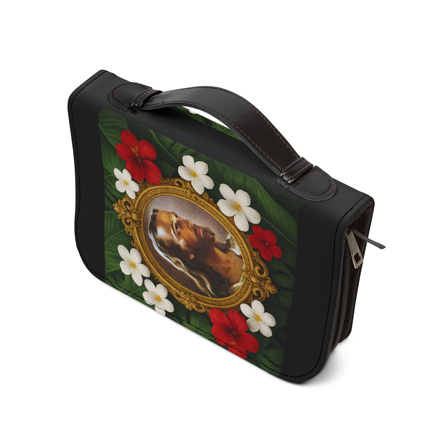Tropical Jesus Bible Cover, Black / Floral Bible Cover Protector, Church Accessories
