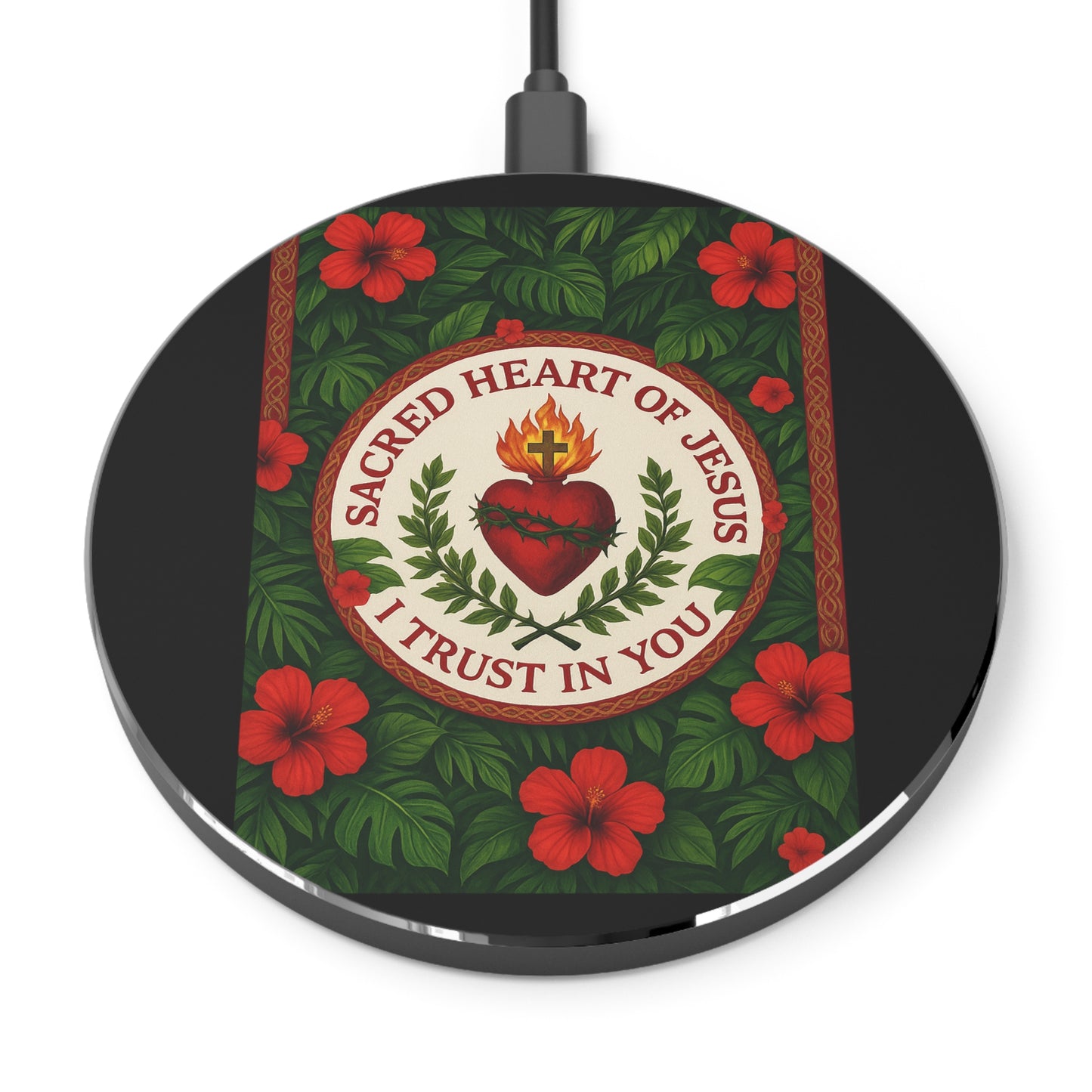 Religious Wireless Charger - Sacred Heart of Jesus Prayer
