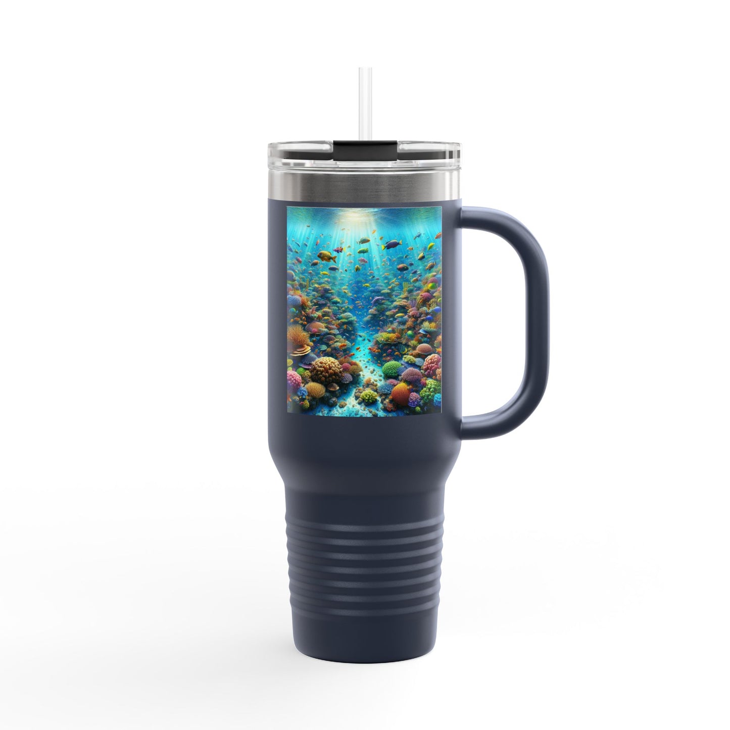 Insulated Travel Mug, 40oz / Busy Coral Reef - Perfect for Outdoor Adventures