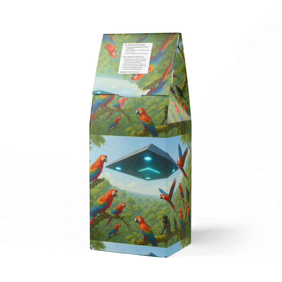Black Coral Blend™ (Dark French Roast) Specialty Grade Craft Coffee / UFO and Macaws