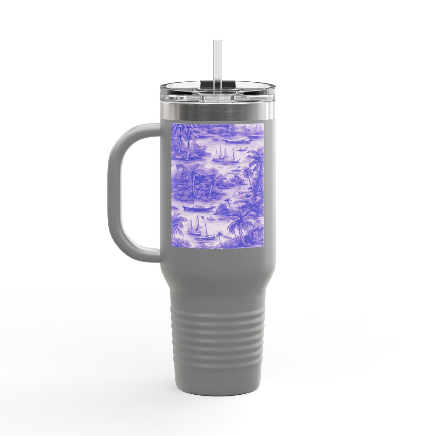 Insulated Travel Mug, 40oz / Tropical Toile, Amethyst - Perfect for Outdoor Adventures