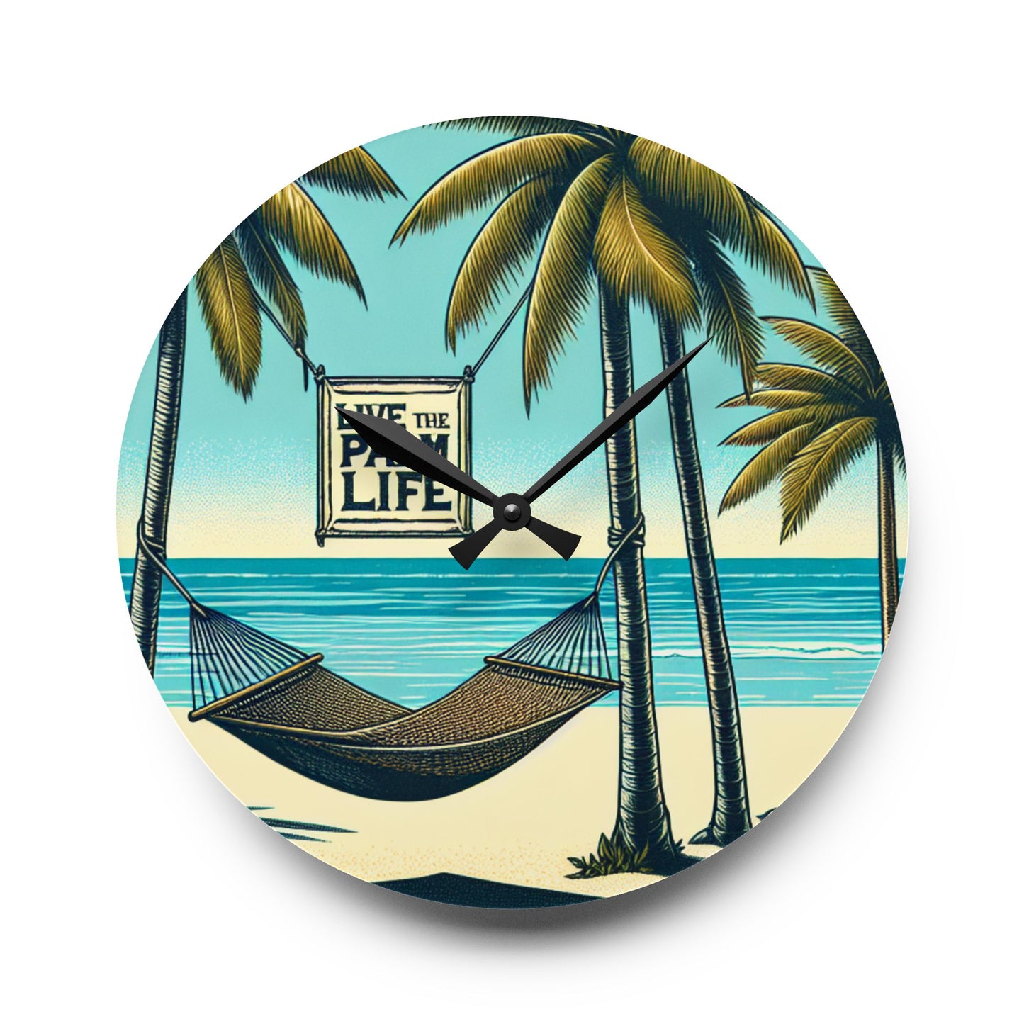 Acrylic Wall Clock, Hammock on the Beach, 4 Variants