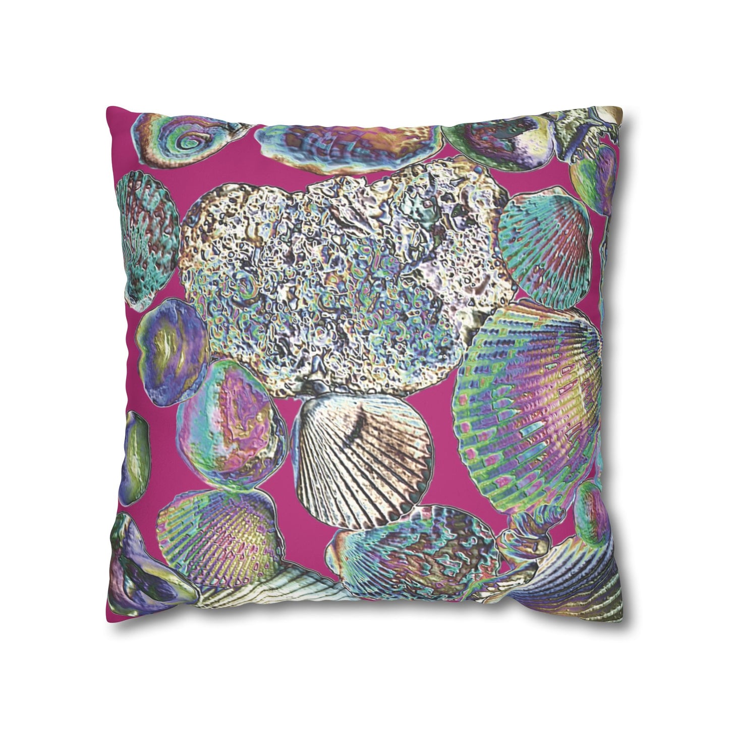 Faux Suede Square Pillowcase - Heatwave Seashell Collection, Pink