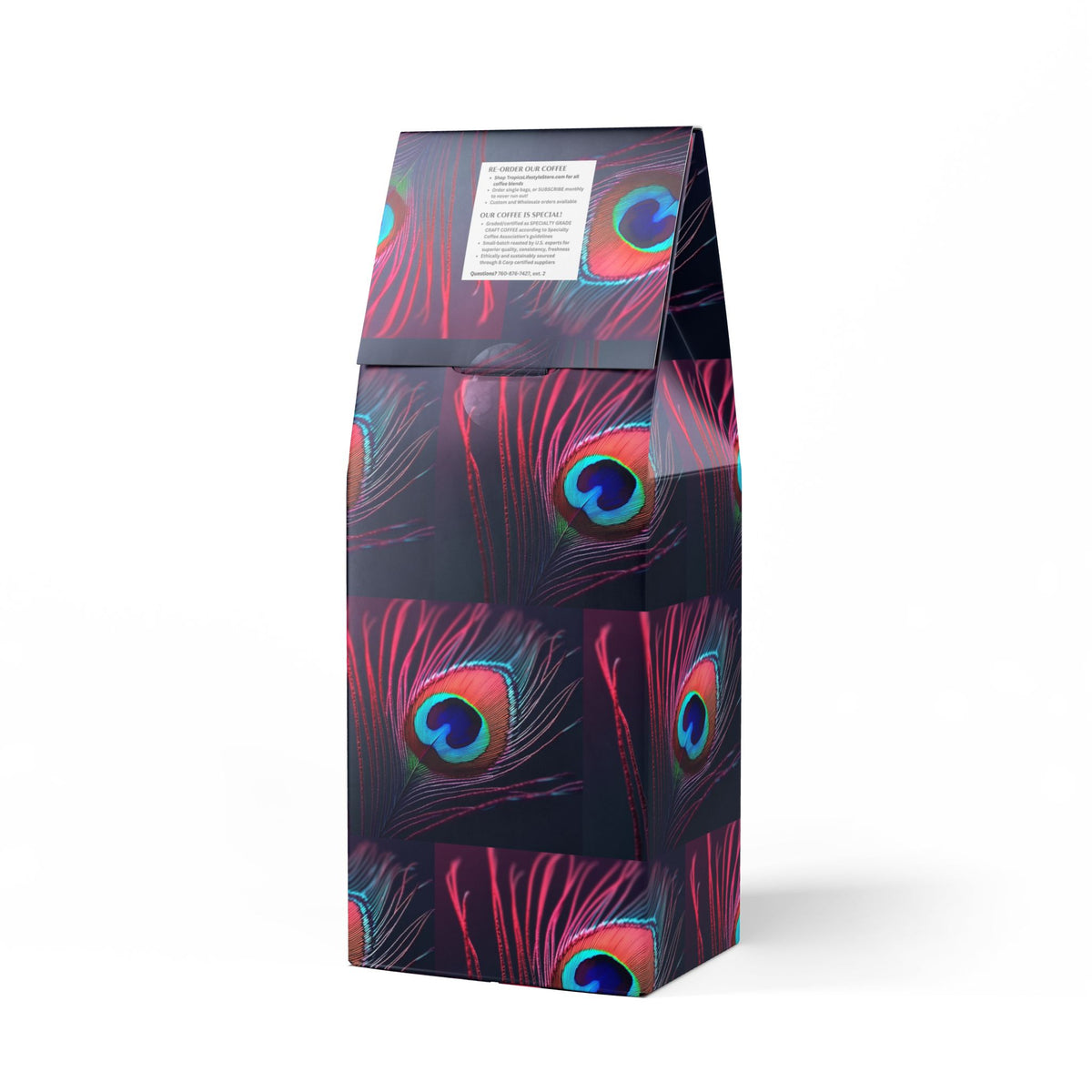 Midnight Surf Blend™ (Medium-Dark Roast) Specialty Grade Craft Coffee / Peacock Eye Feather, Magenta