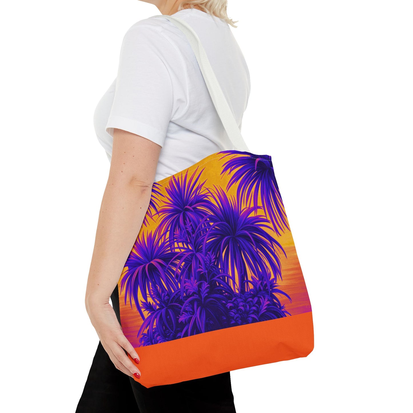 Tiny Palm Island Pop/Orange Tote Bag - 3 Sizes