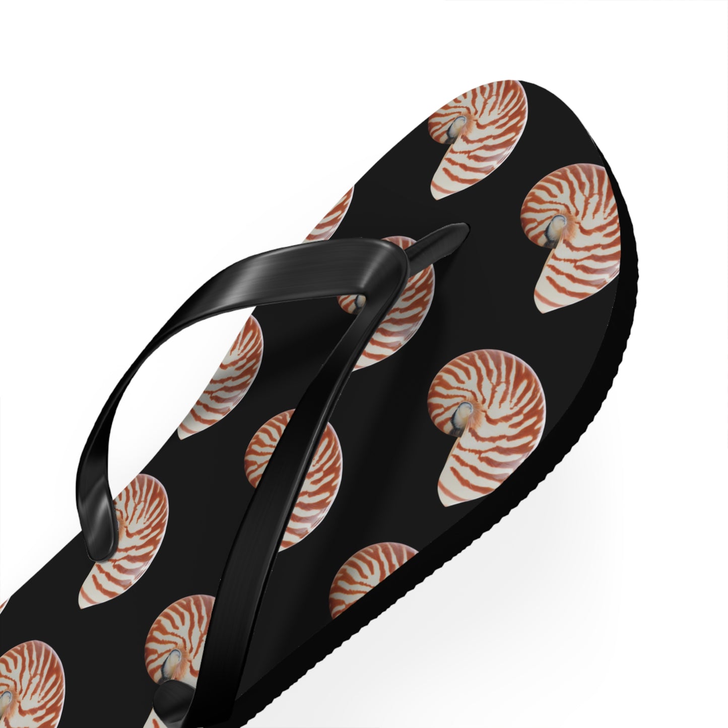 Flip Flops - Tiger Stripe Nautilus Shell, black