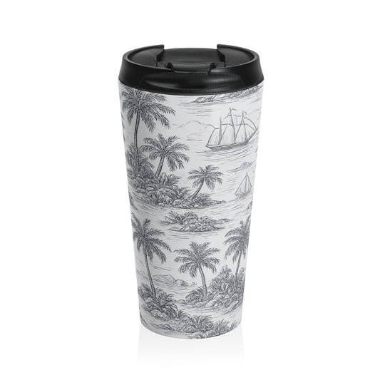 15 oz. Stainless Steel Travel Mug / Faraway Trip Toile, Noir Black