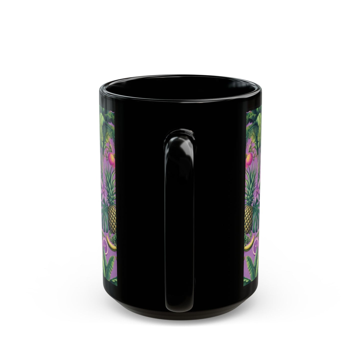 Black Coffee Mug - Tropical Fruit, Purple