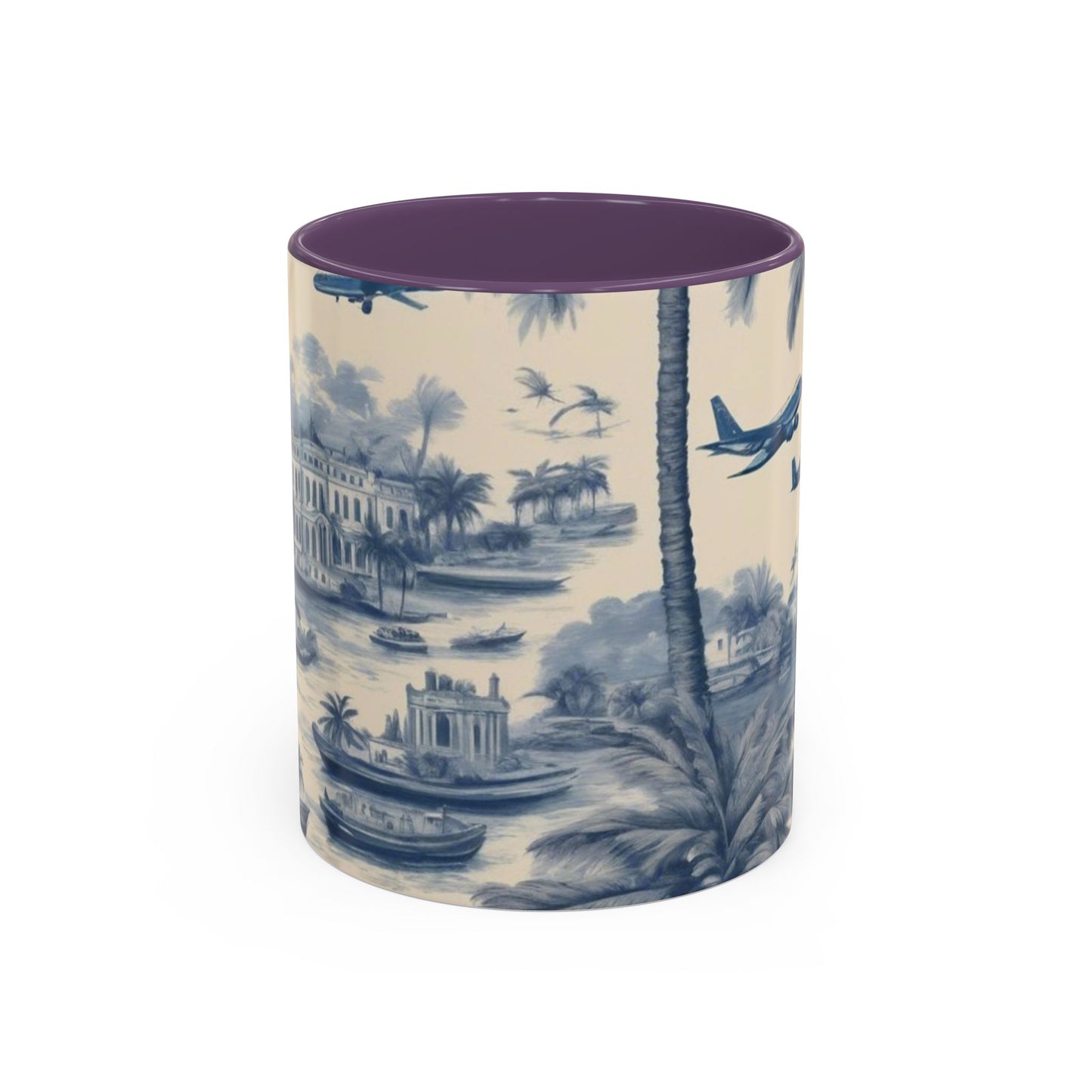 Accent Coffee Mug (11, 15oz), Tropical Travel Toile, Various Colors