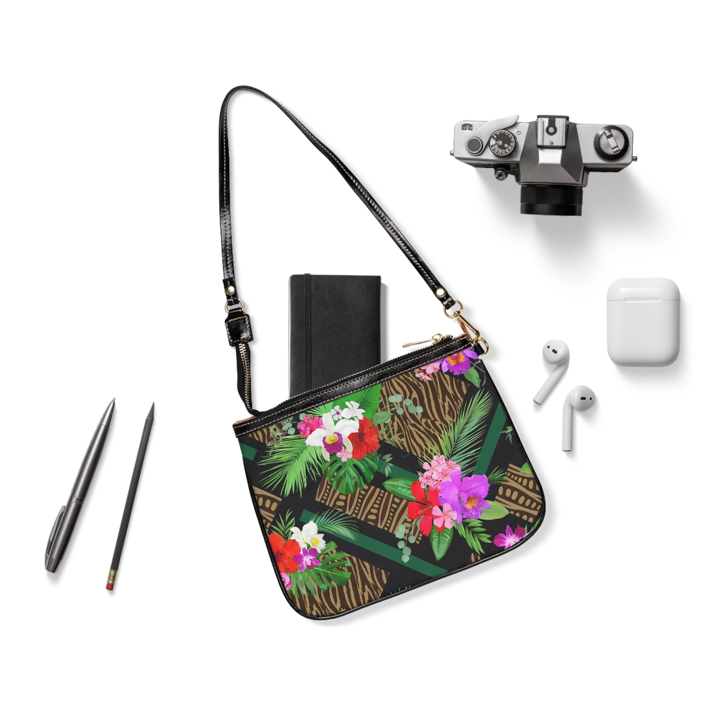 Tropical Floral Small Shoulder Bag | Stylish Summer Crossbody Purse / Tiki Orchids