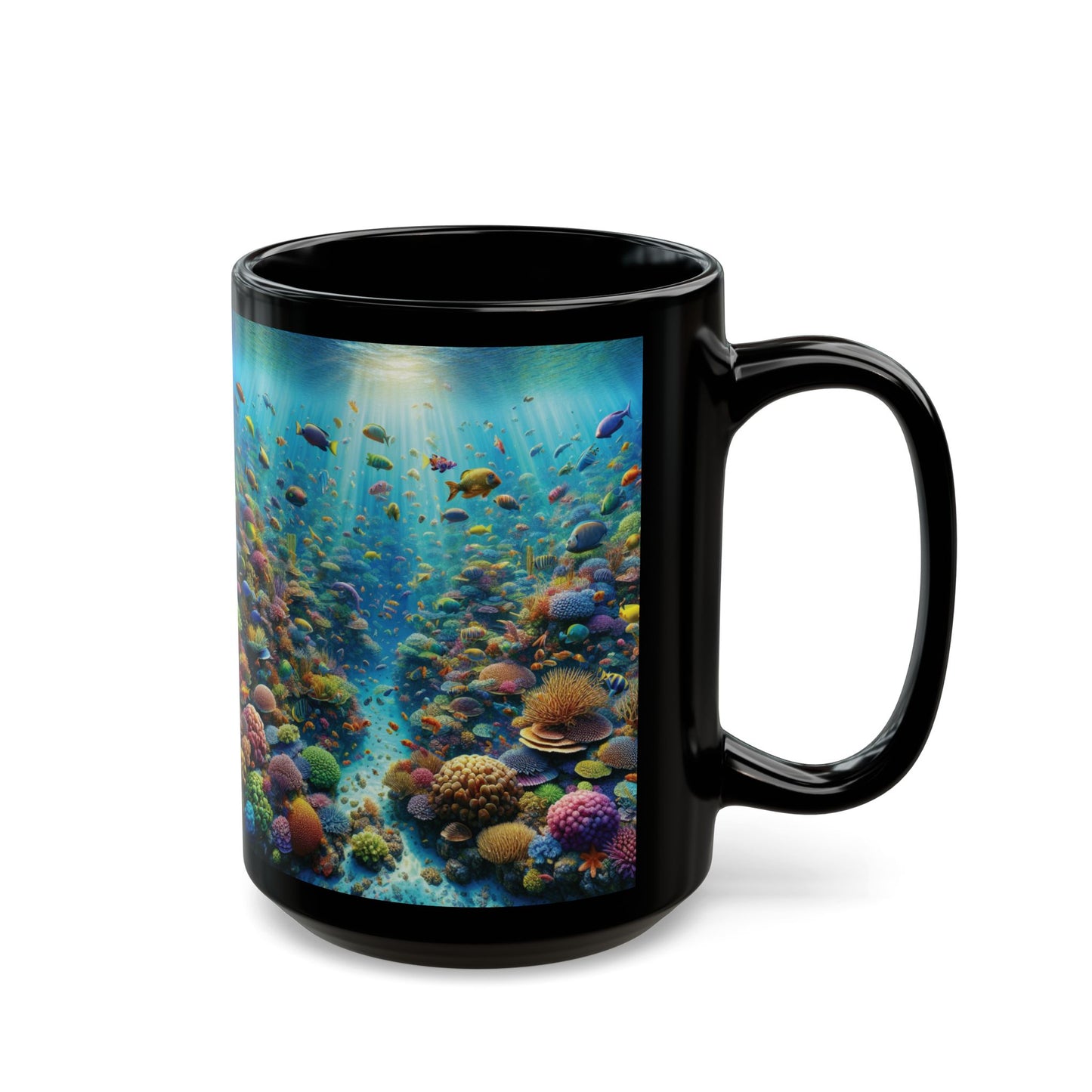 Black Coffee Mug - Busy Coral Reef